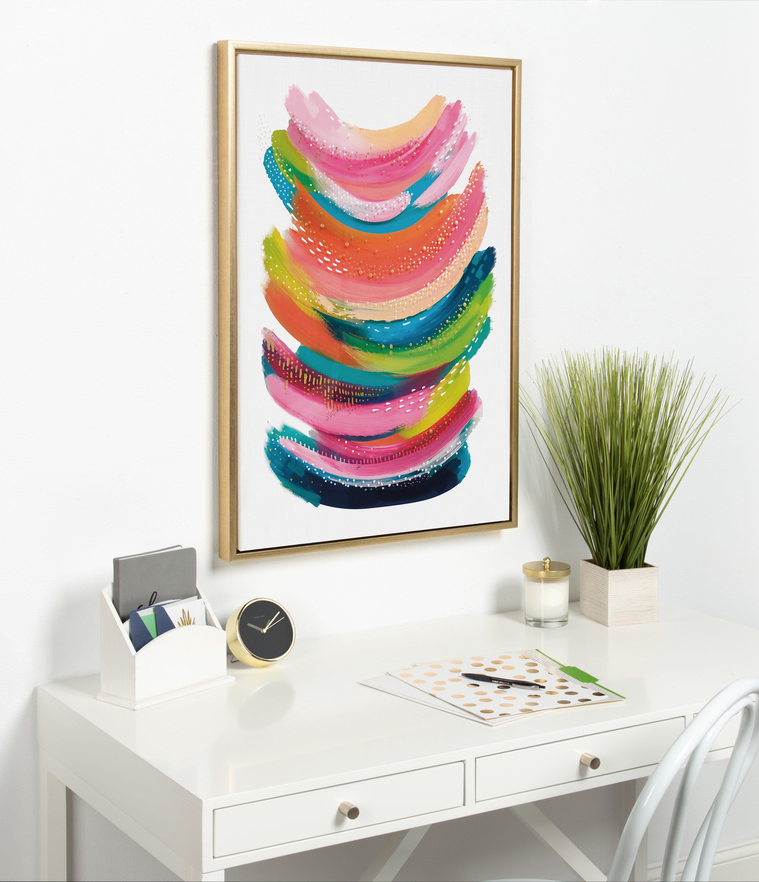Sylvie Bright Abstract Framed Canvas by Jessi Raulet of Ettavee