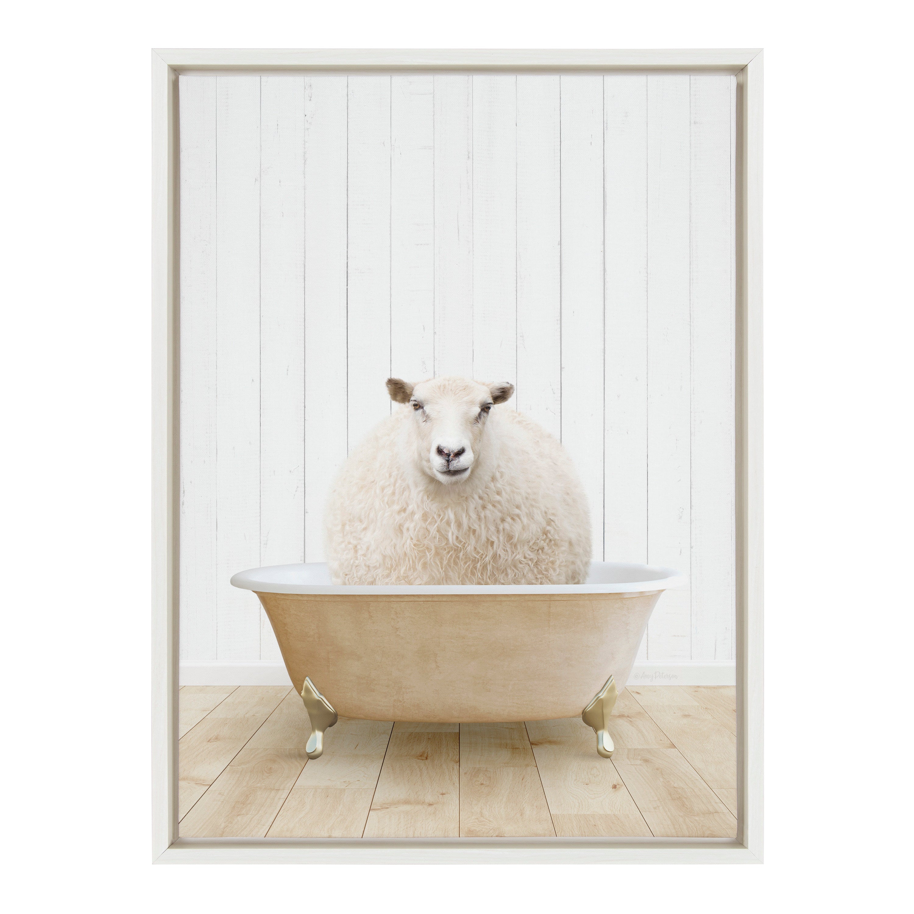 Sylvie Sheep Farmhouse Bath Framed Canvas by Amy Peterson Art Studio