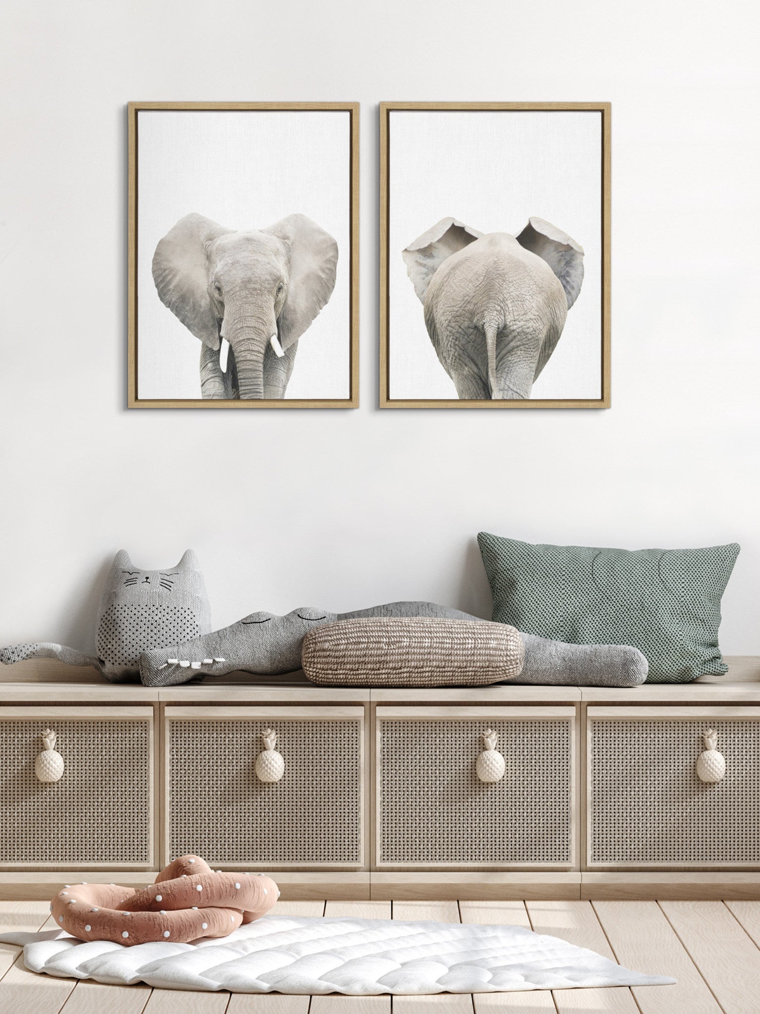 Sylvie Elephant Front and Back Framed Canvas Set by Amy Peterson Art Studio