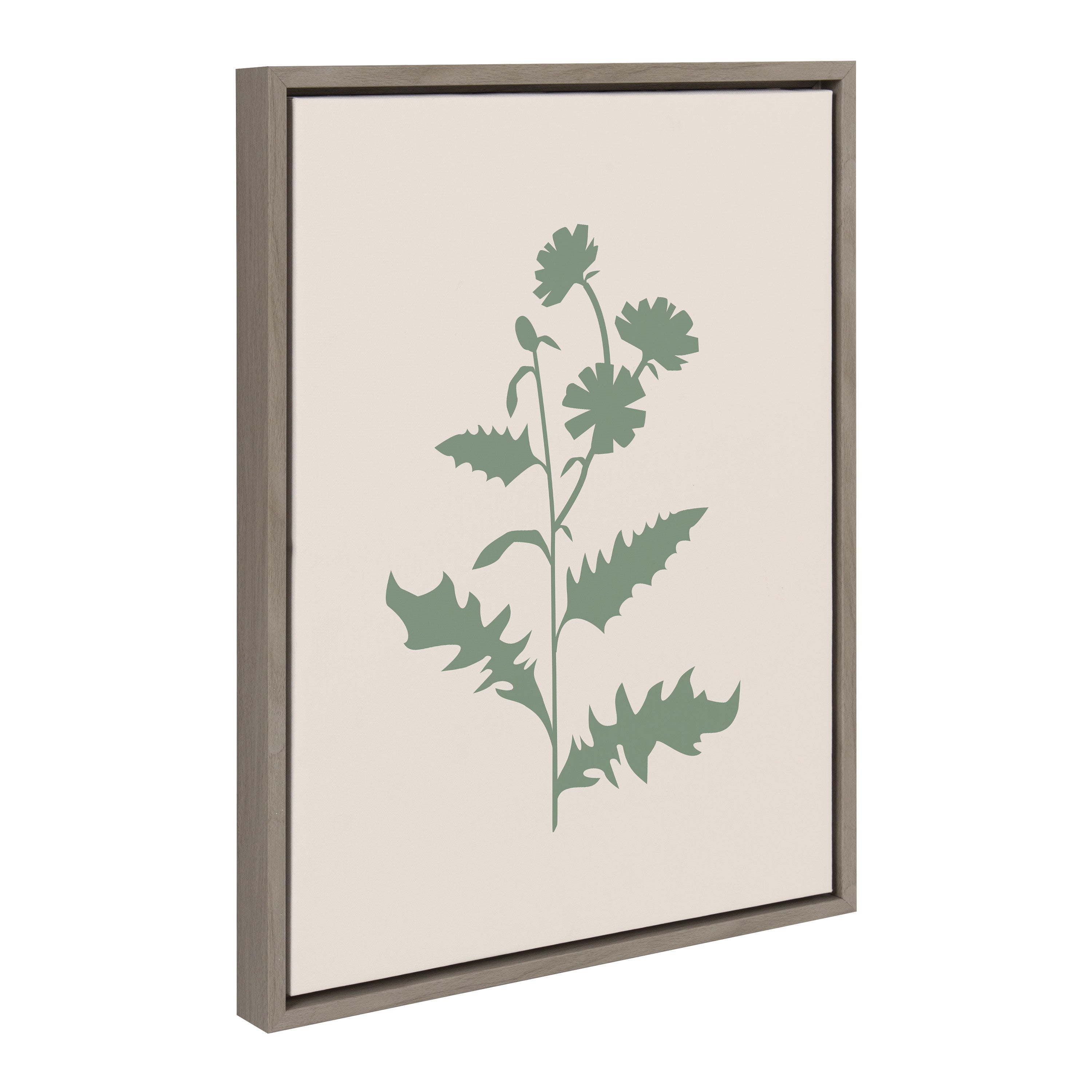 Sylvie Soft and Simple Feminine Green Botanical Framed Canvas by The Creative Bunch Studio