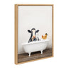 Sylvie Cow and Chicken in Rustic Bath Framed Canvas by Amy Peterson Art Studio