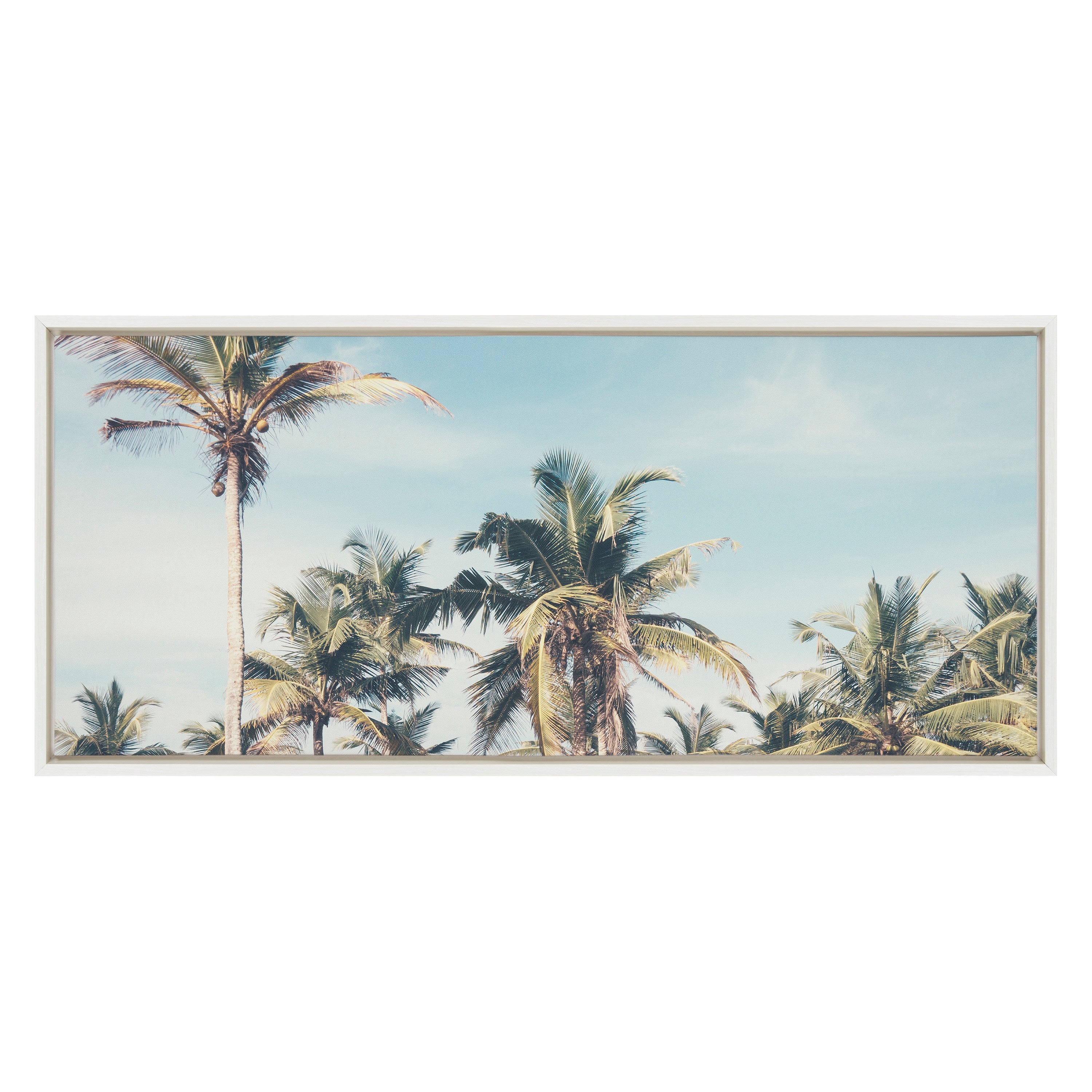 Sylvie Coastal Coconut Palm Tree Beach Framed Canvas by The Creative Bunch Studio