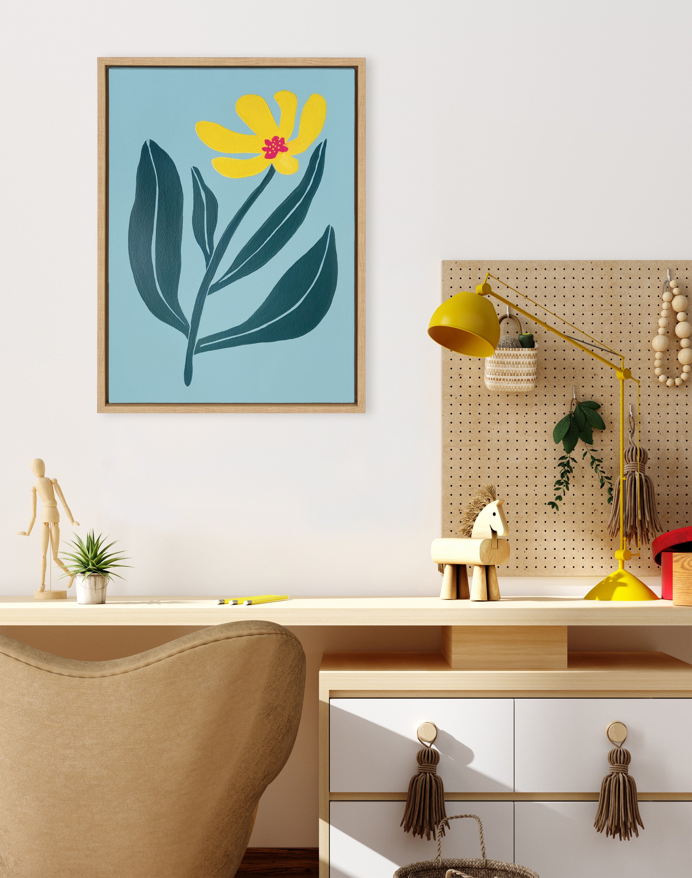 Sylvie Yellow Flower Framed Canvas by Emma Daisy