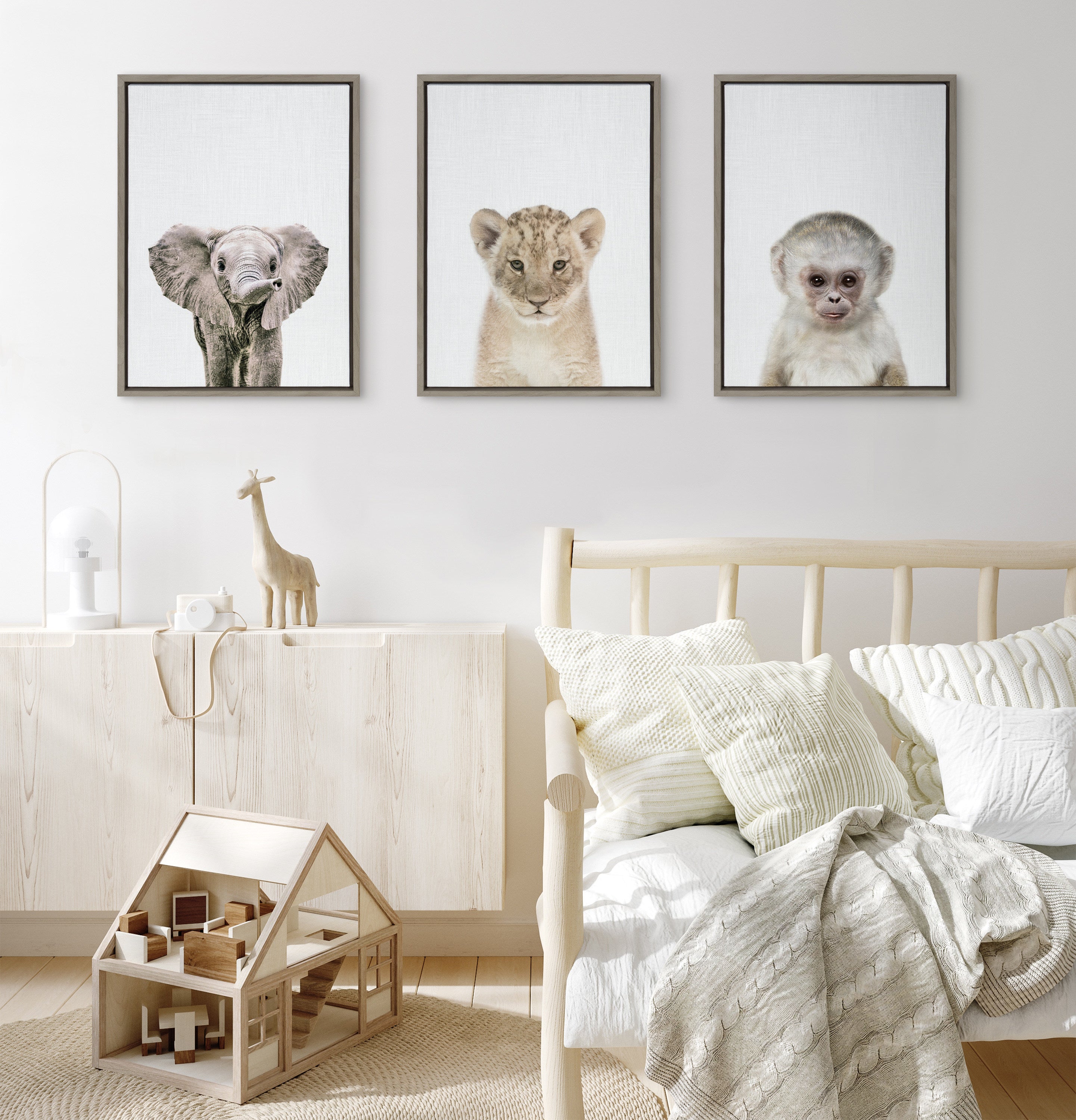 Sylvie Baby Lion Color Framed Canvas by Simon Te of Tai Prints