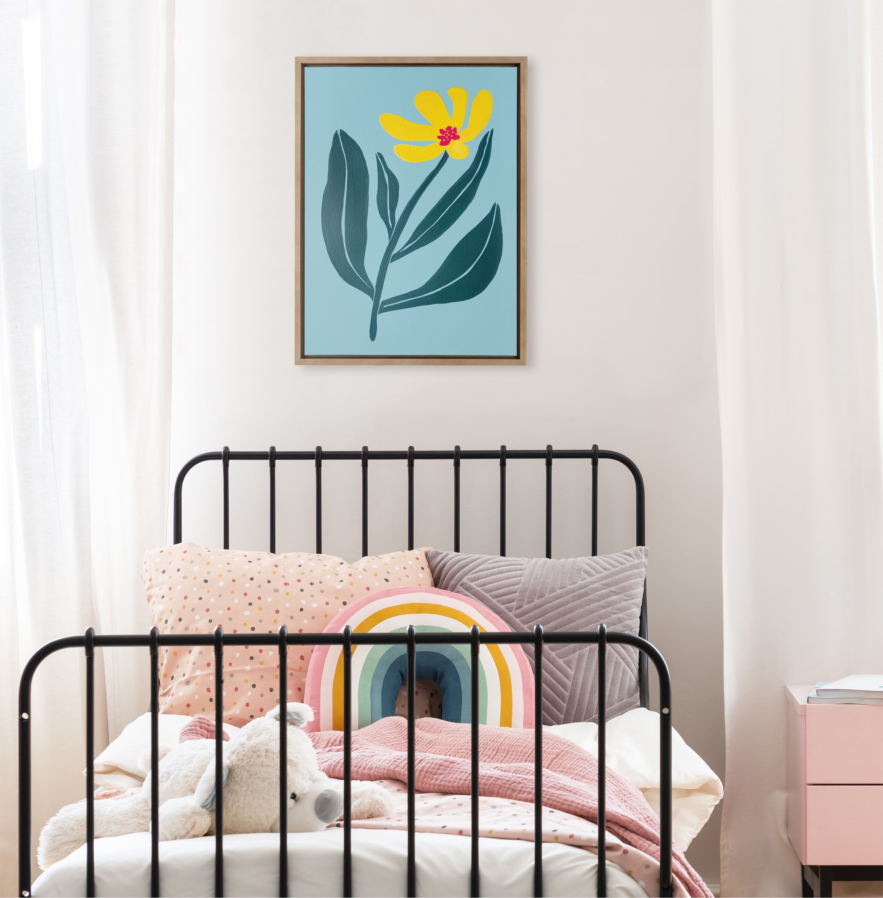 Sylvie Yellow Flower Framed Canvas by Emma Daisy