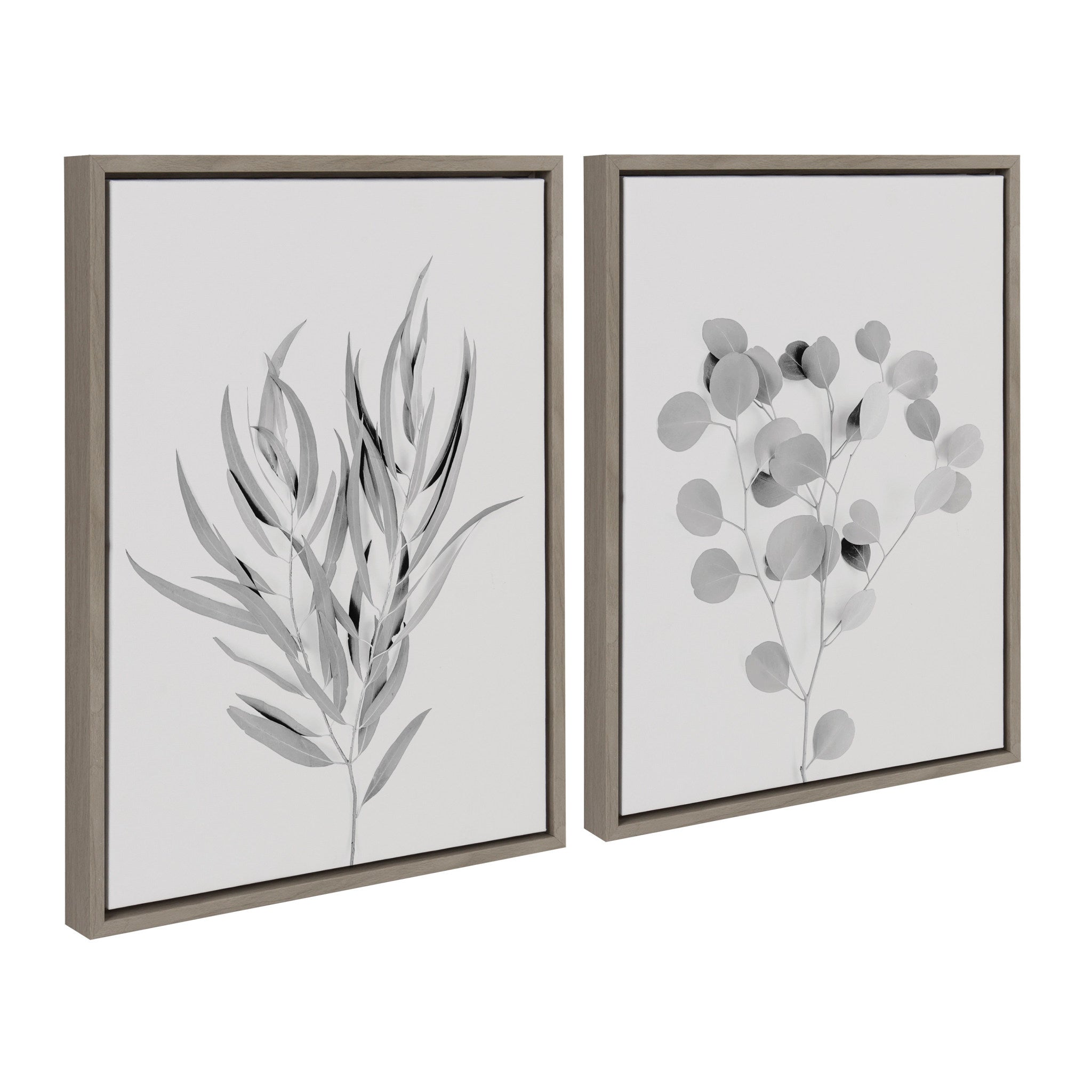 Sylvie Neutral Botanical 1 and 2 Soft White Framed Canvas by The Creative Bunch Studio