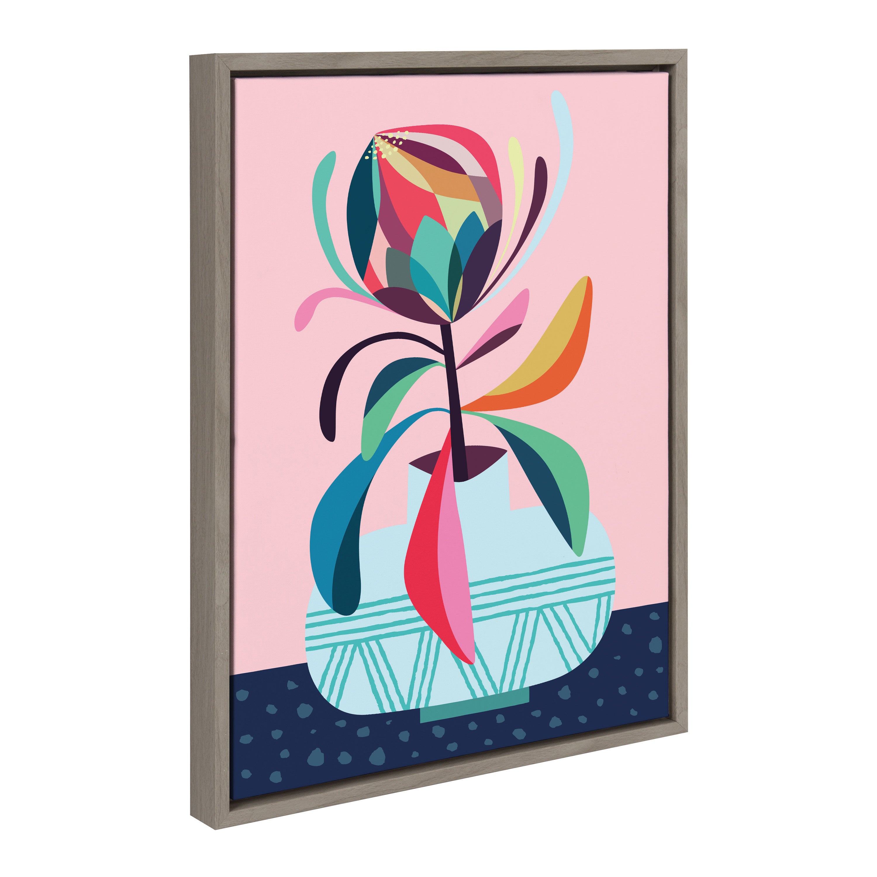 Sylvie Mid Century Modern Protea Framed Canvas by Rachel Lee of My Dream Wall