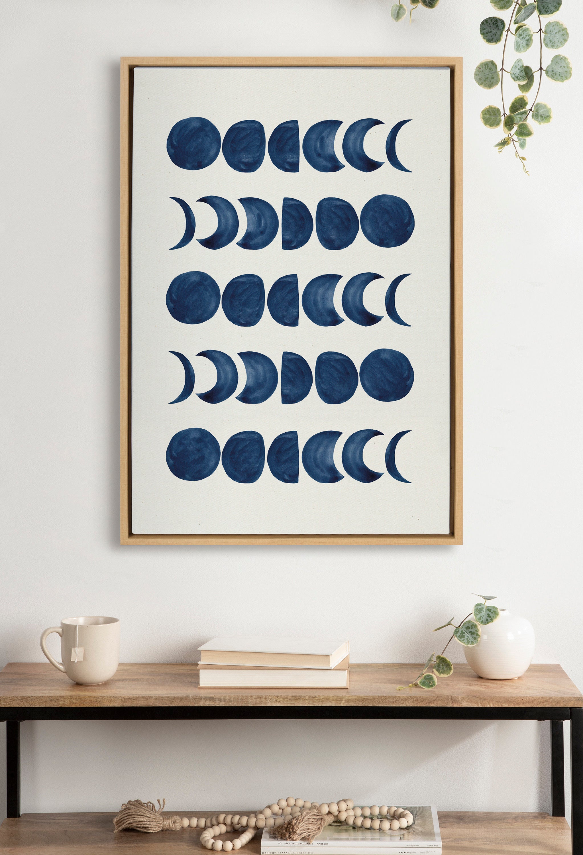 Sylvie Moon Phases Framed Canvas by Teju Reval of SnazzyHues