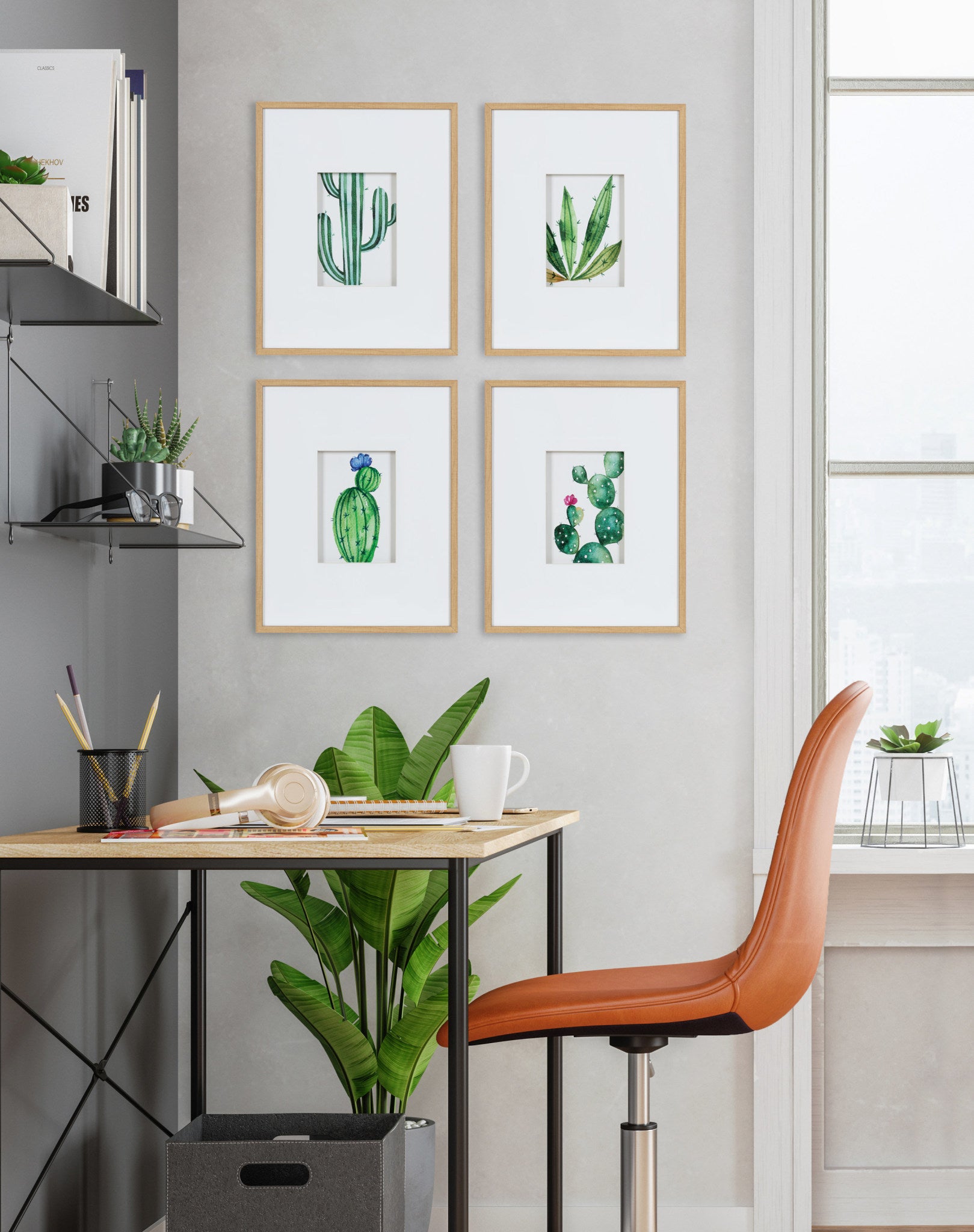 Liev Succulent Framed Print Art Set by Maja Mitrovic