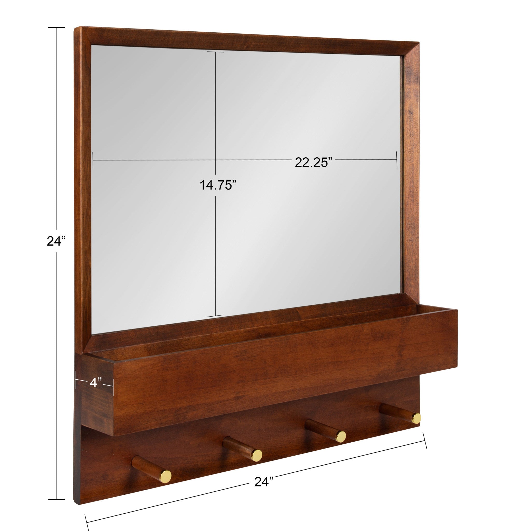 Hinter Wall Mirror with Shelf and Pegs
