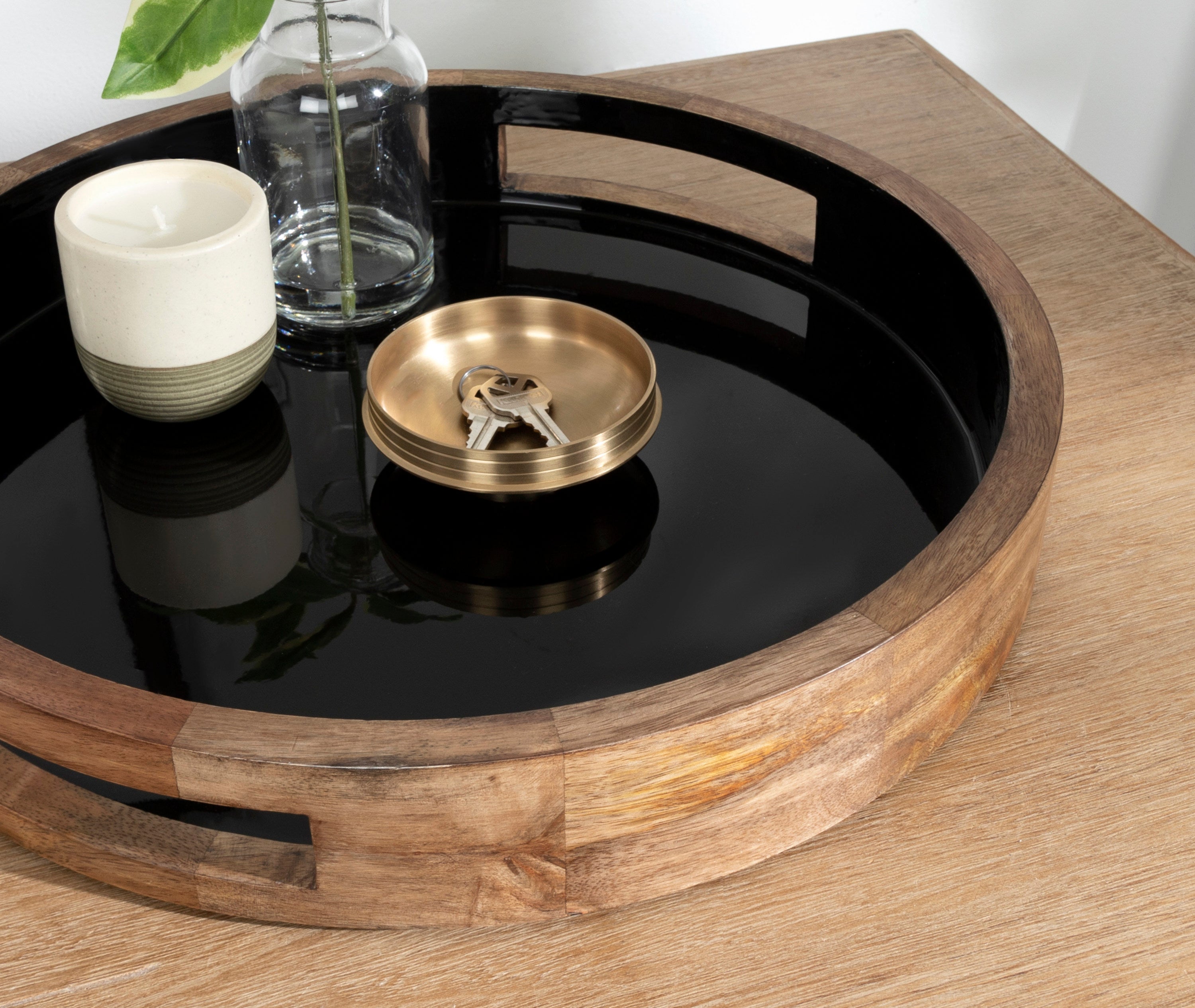Ehrens Round Decorative Wood Tray