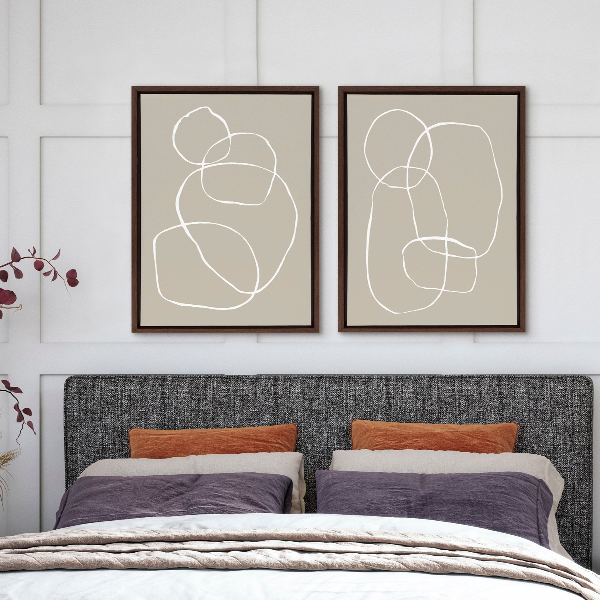 Sylvie Beige Going in Circles Framed Canvas Set by Teju Reval of SnazzyHues