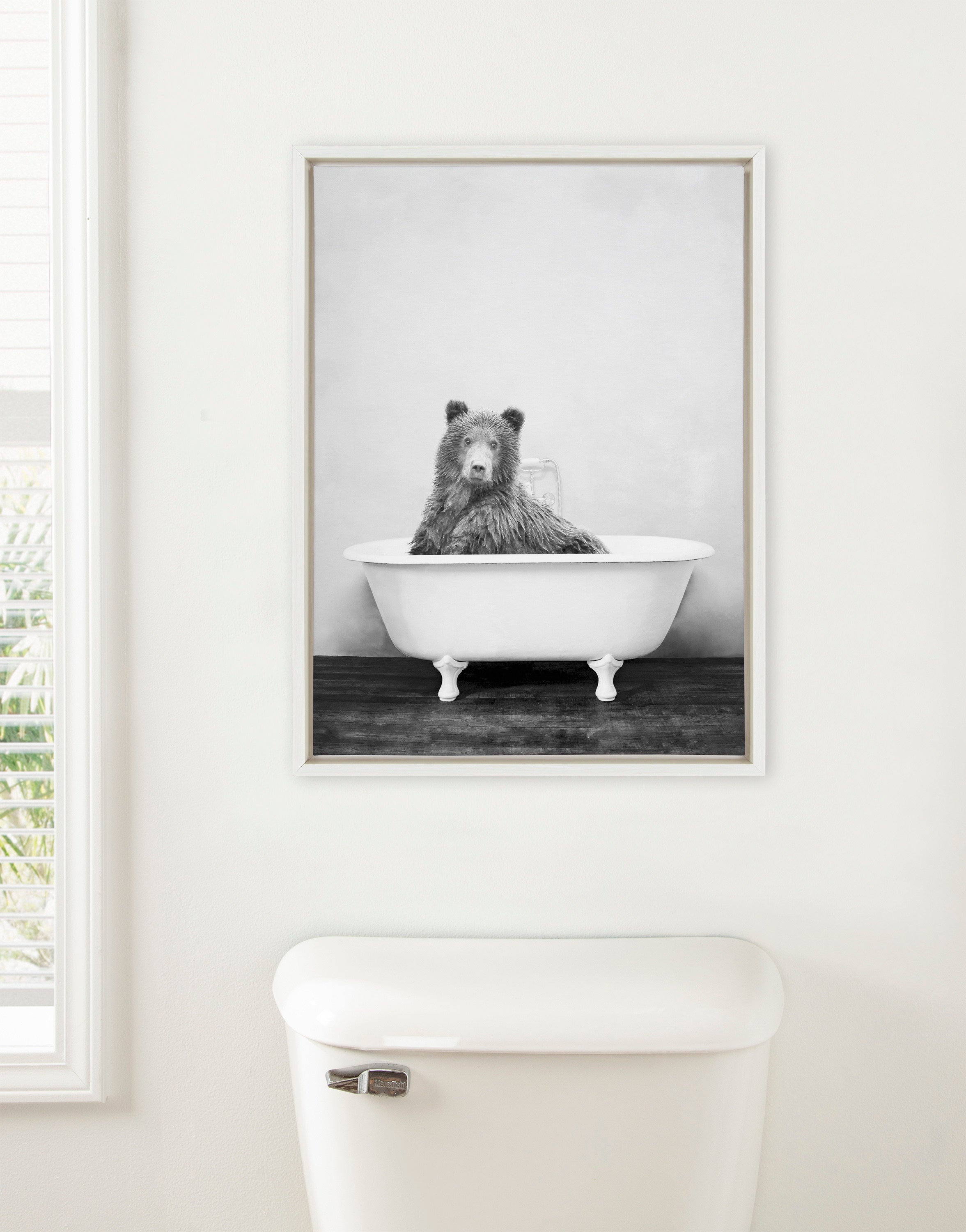Sylvie Bear in the Tub Framed Canvas by Amy Peterson Art Studio