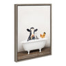 Sylvie Cow and Chicken in Rustic Bath Framed Canvas by Amy Peterson Art Studio