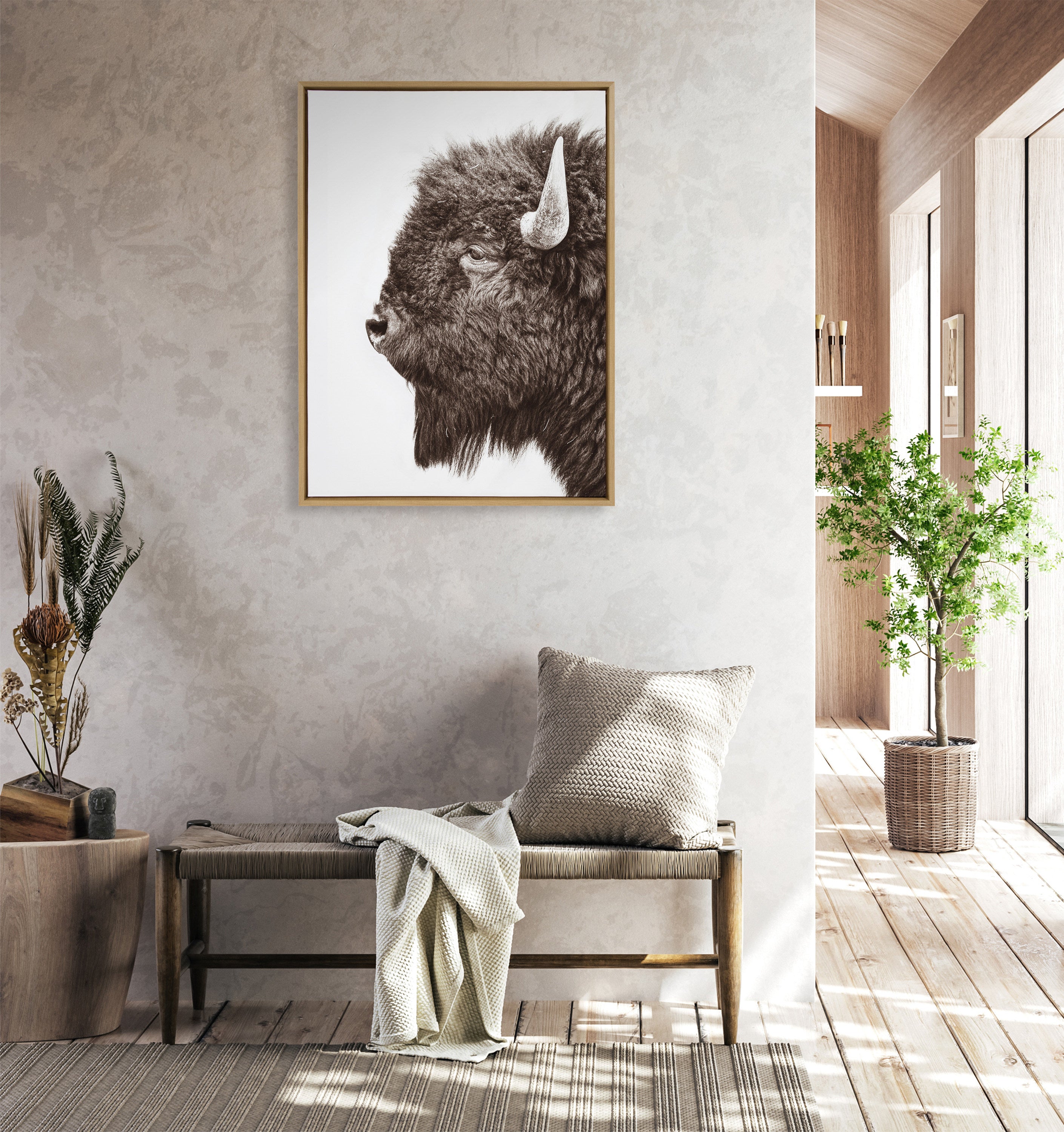 Sylvie Bison Profile Framed Canvas by Amy Peterson Art Studio