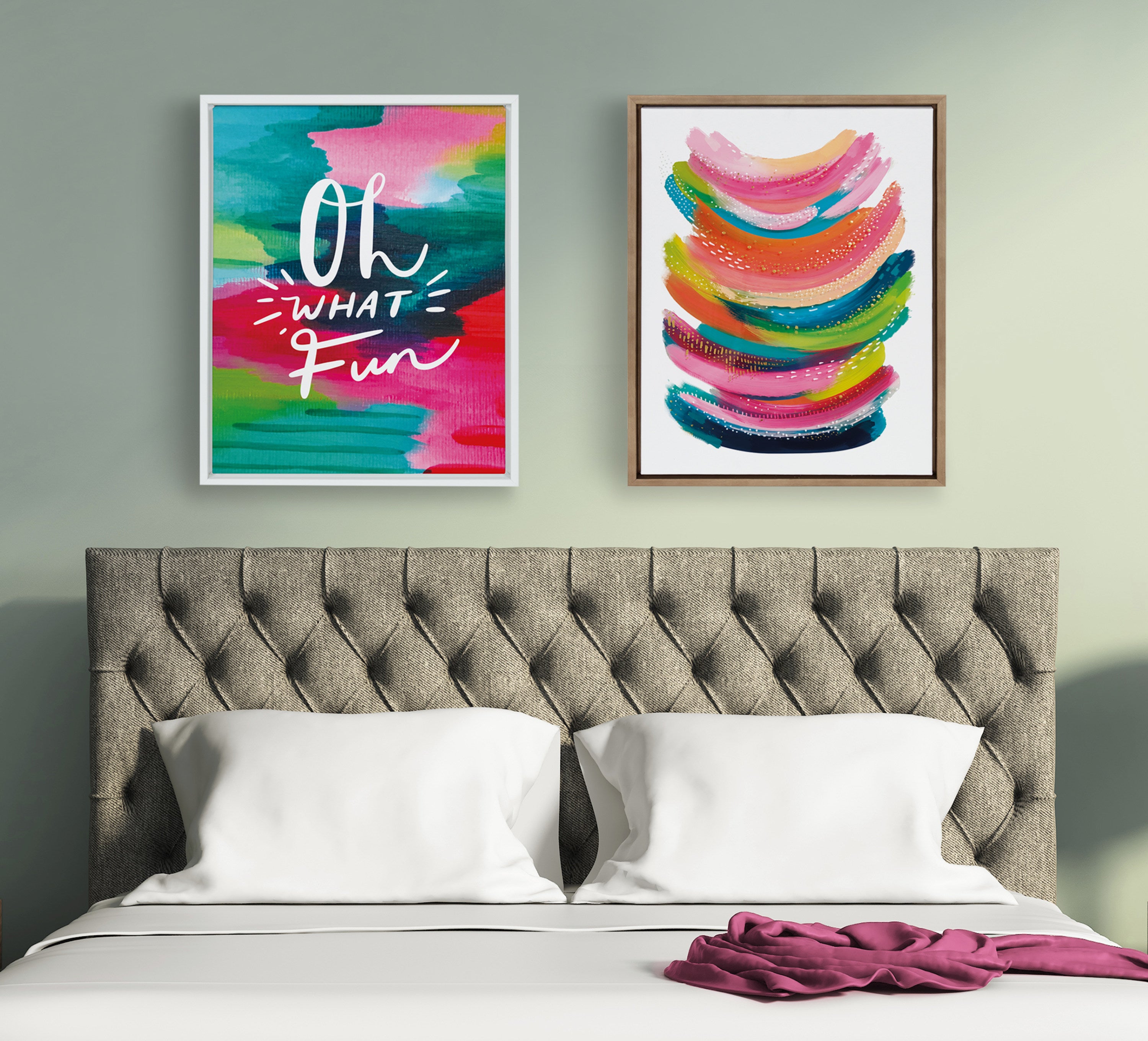 Sylvie Bright Abstract Framed Canvas by Jessi Raulet of Ettavee