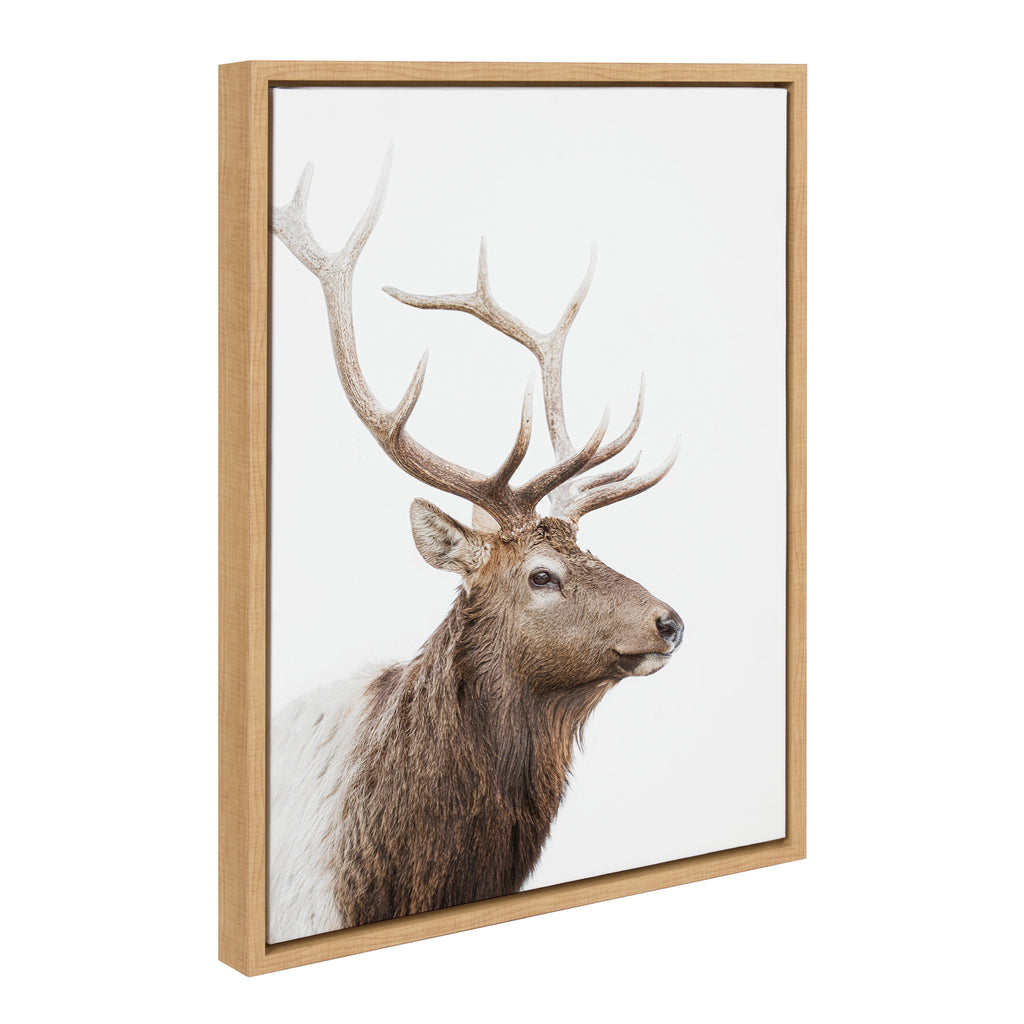 Kate and Laurel Sylvie Stag Profile Framed Canvas Wall Art by Amy Peterson  Art Studio, 23x33 Gray, Modern Forest Animal Portrait Art for Wall –  kateandlaurel
