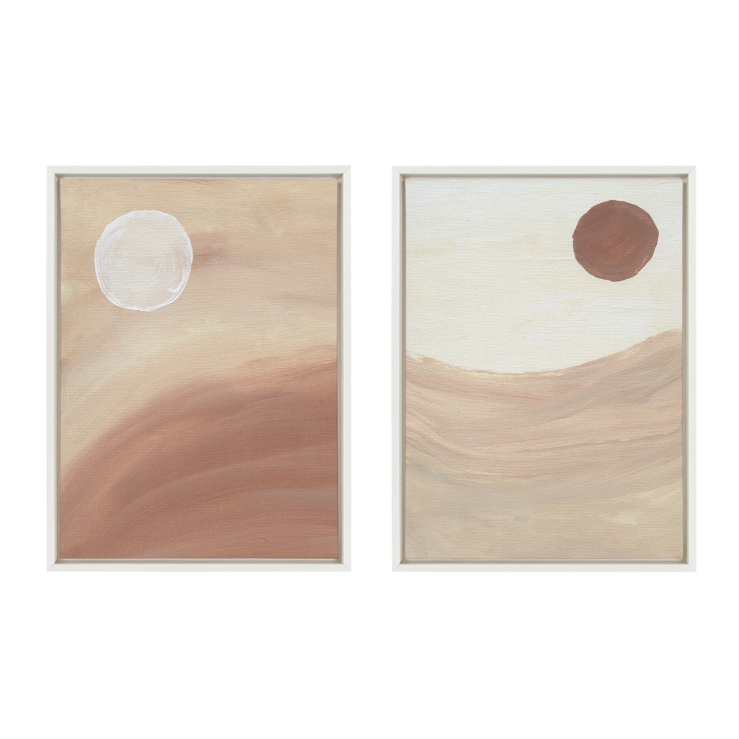Sylvie Sandy Moon and Carmamel Sunset Framed Canvas Art Set by Mentoring Positives