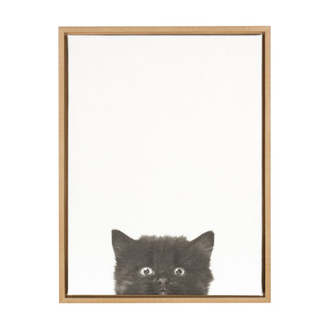 Sylvie Black Kitten Framed Canvas by Simon Te of Tai Prints