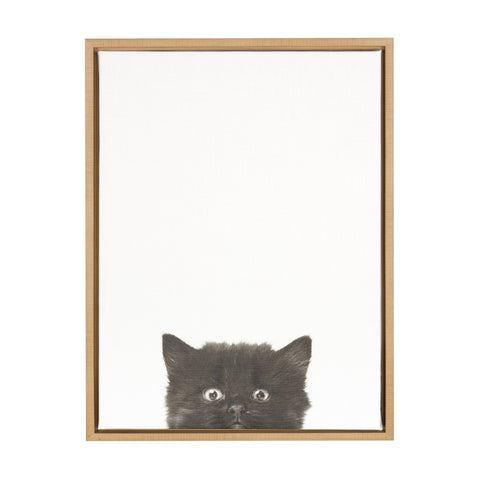 Sylvie Black Kitten Framed Canvas by Simon Te Tai