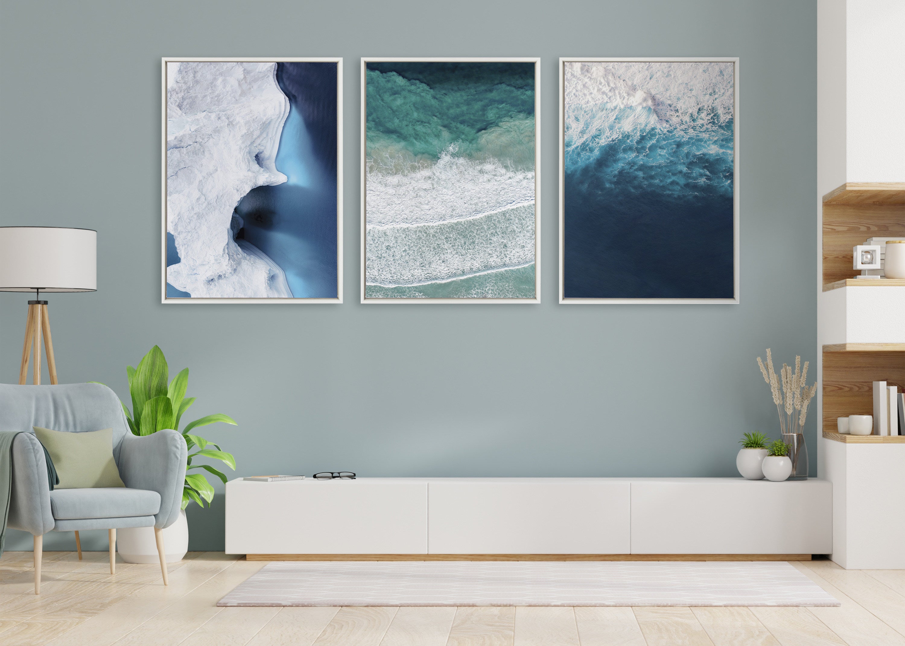 Sylvie Seascape of Splashing Waves Framed Canvas by The Creative Bunch Studio