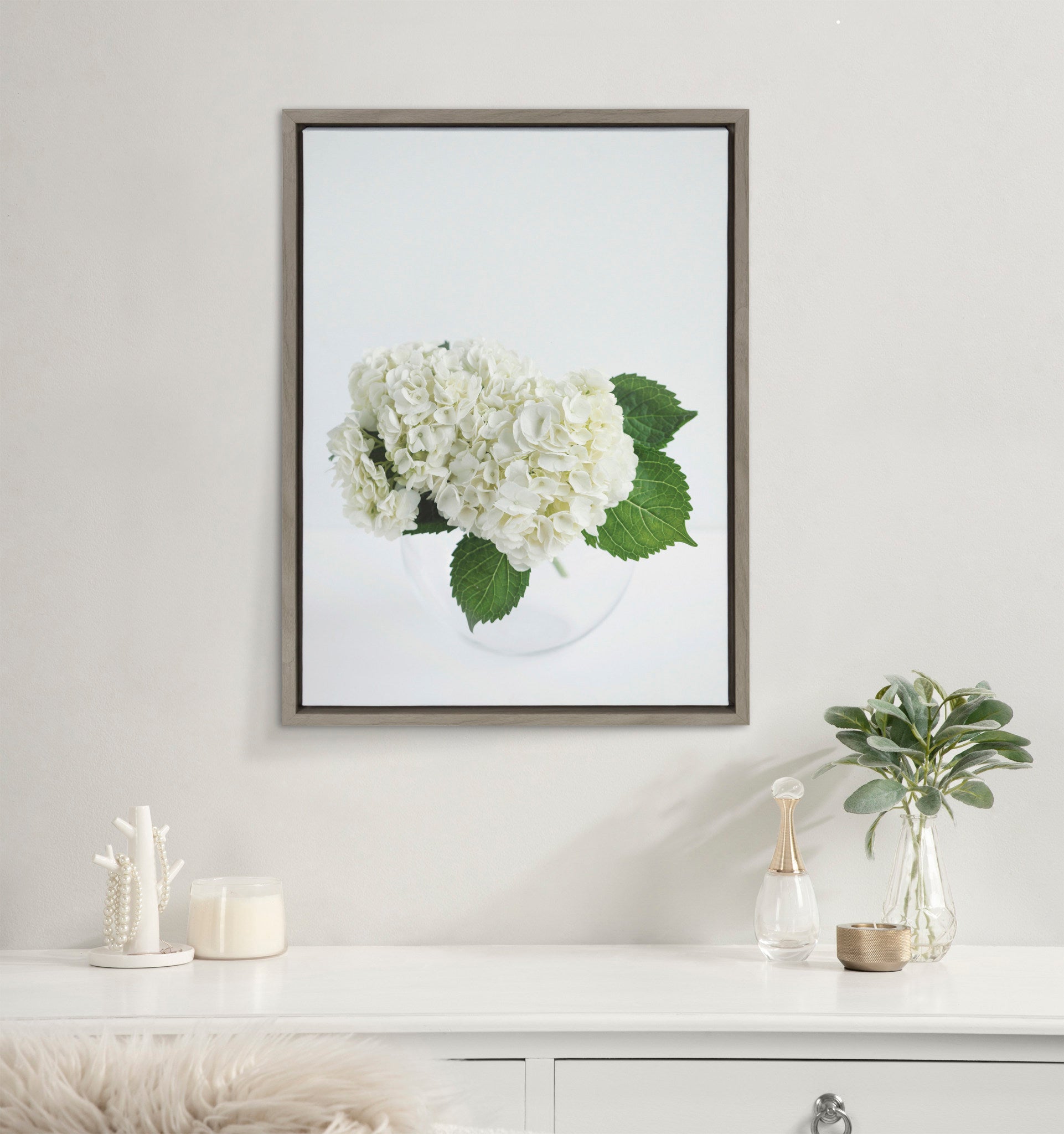 Sylvie Hydrangea Cluster Framed Canvas by Emiko and Mark Franzen of F2Images
