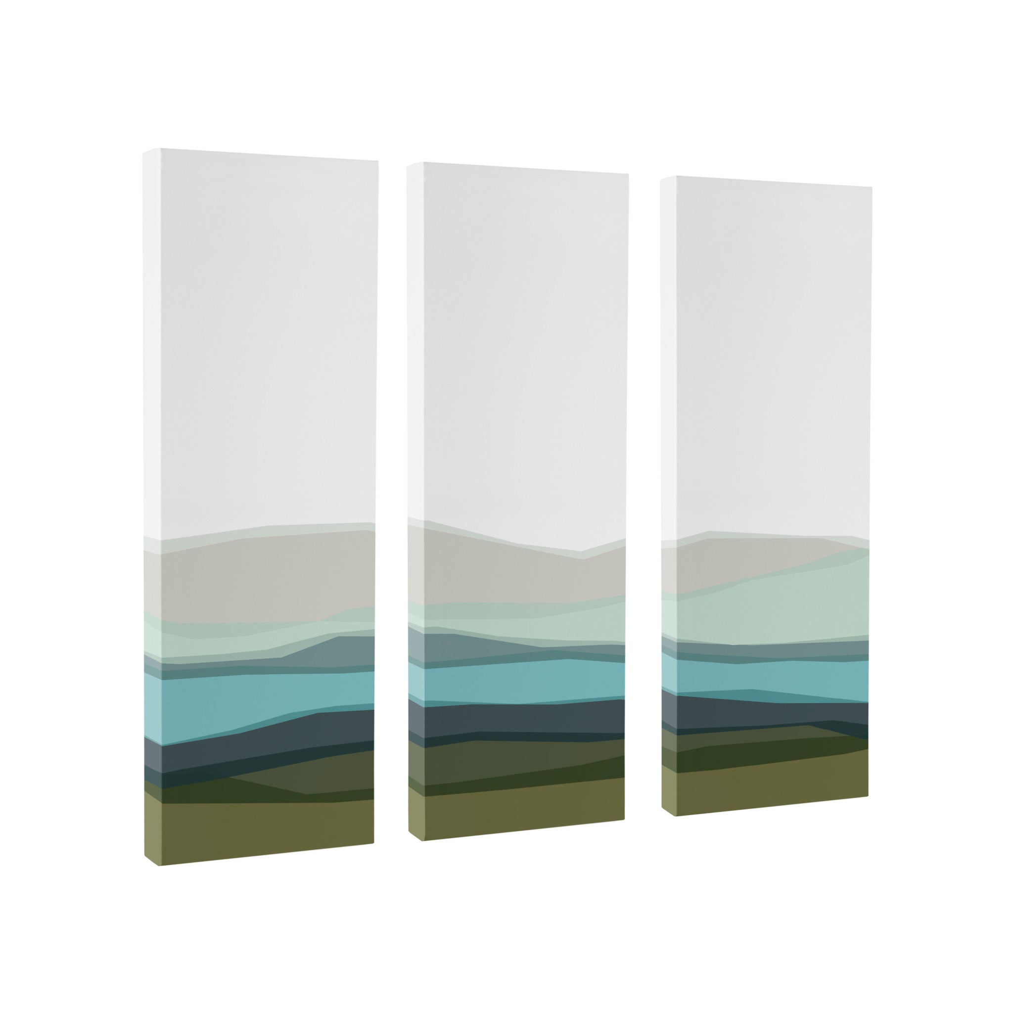 Abstract Blue Lake and Mountains Canvas Art Set by The Creative Bunch Studio