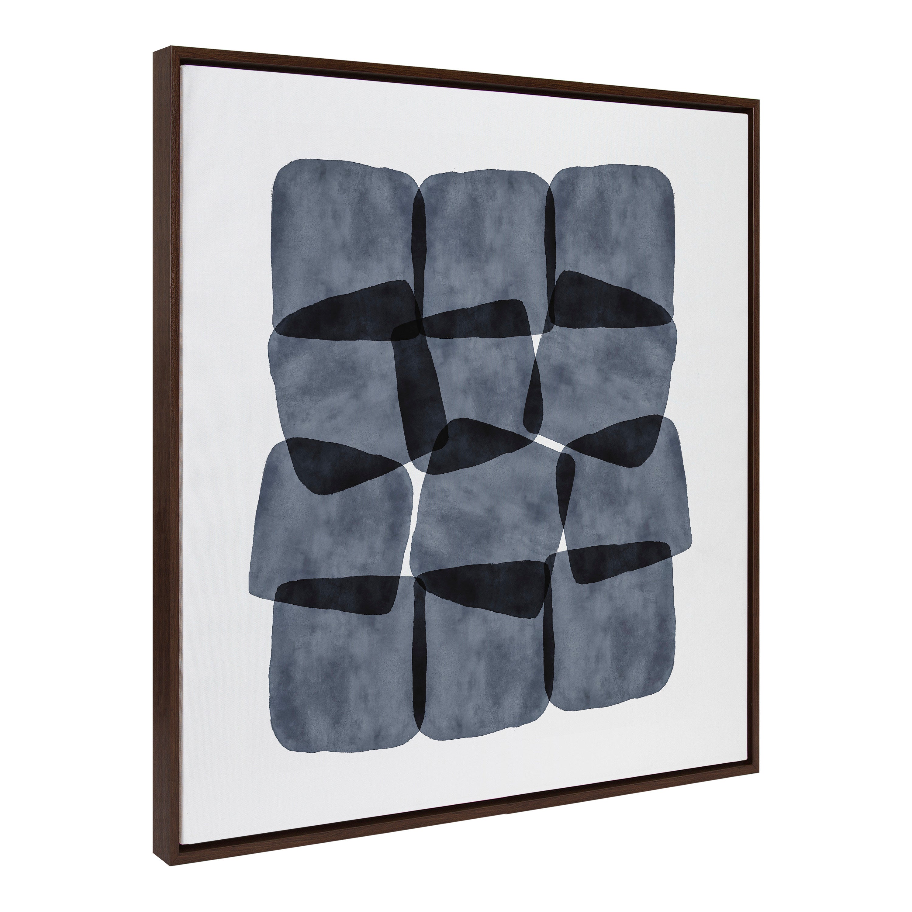 Sylvie Navy Block Abstract Framed Canvas by Amy Lighthall