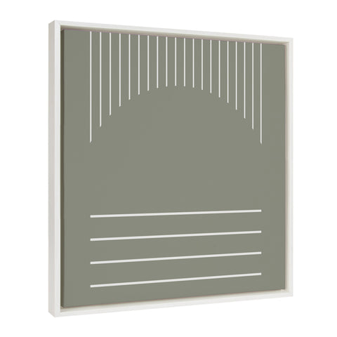 Sylvie Modern Statement Stripes 2 Sage Green Framed Canvas by The Creative Bunch Studio