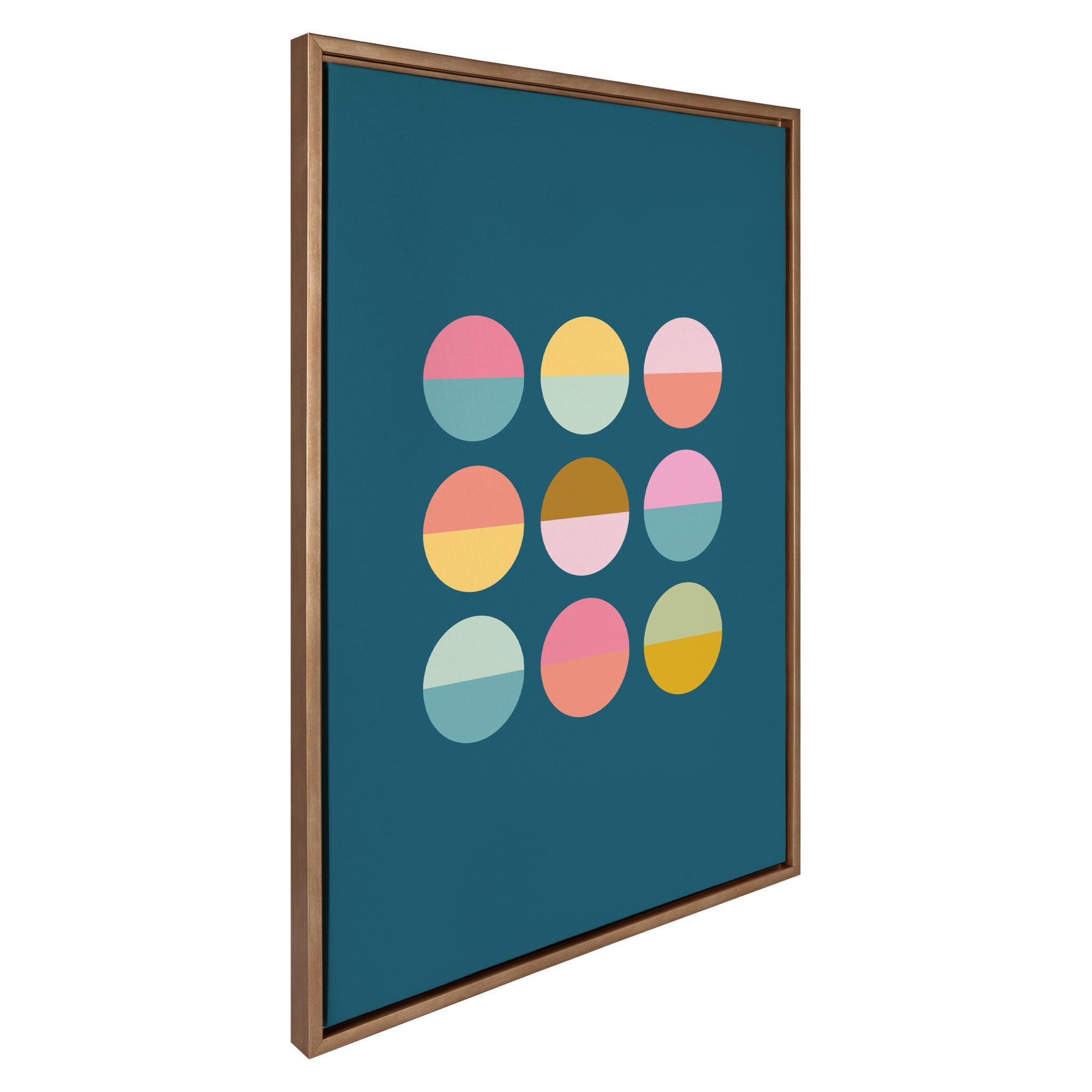 Sylvie Circles In Blue Framed Canvas by Apricot and Birch