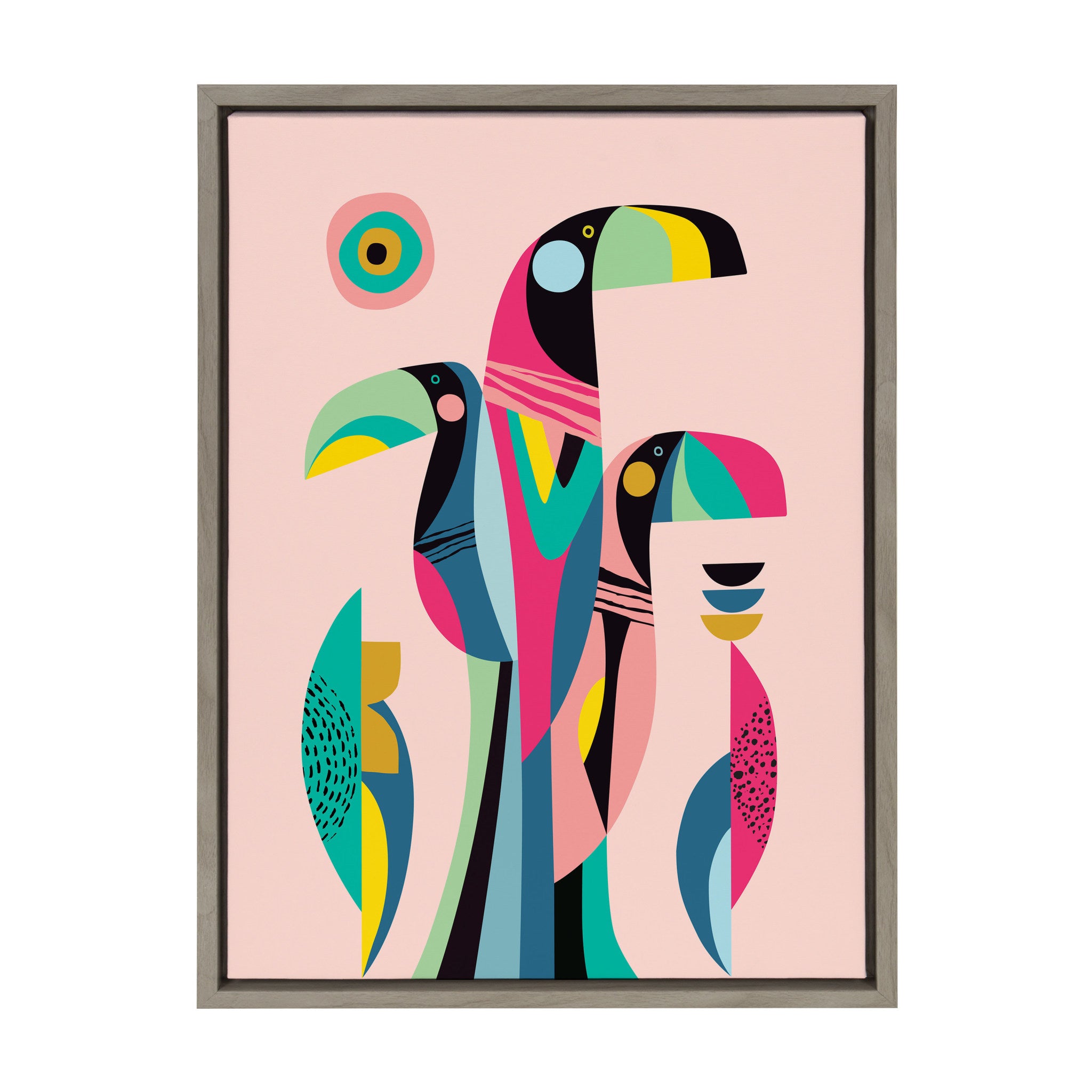 Sylvie Mid Century Modern Tropical Toucan Framed Canvas by Rachel Lee of My Dream Wall