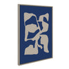 Sylvie Distorted Shapes of Blue and Tan Framed Canvas by The Creative Bunch Studio