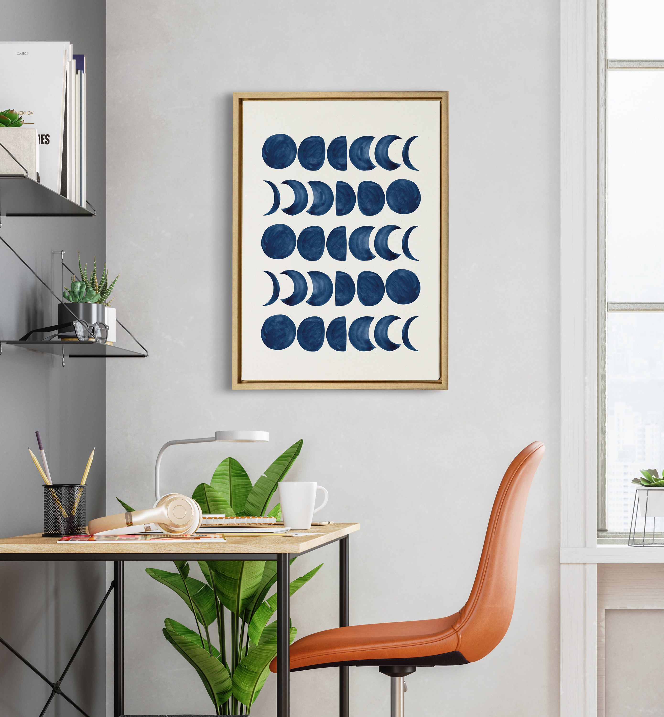 Sylvie Moon Phases Framed Canvas by Teju Reval of SnazzyHues