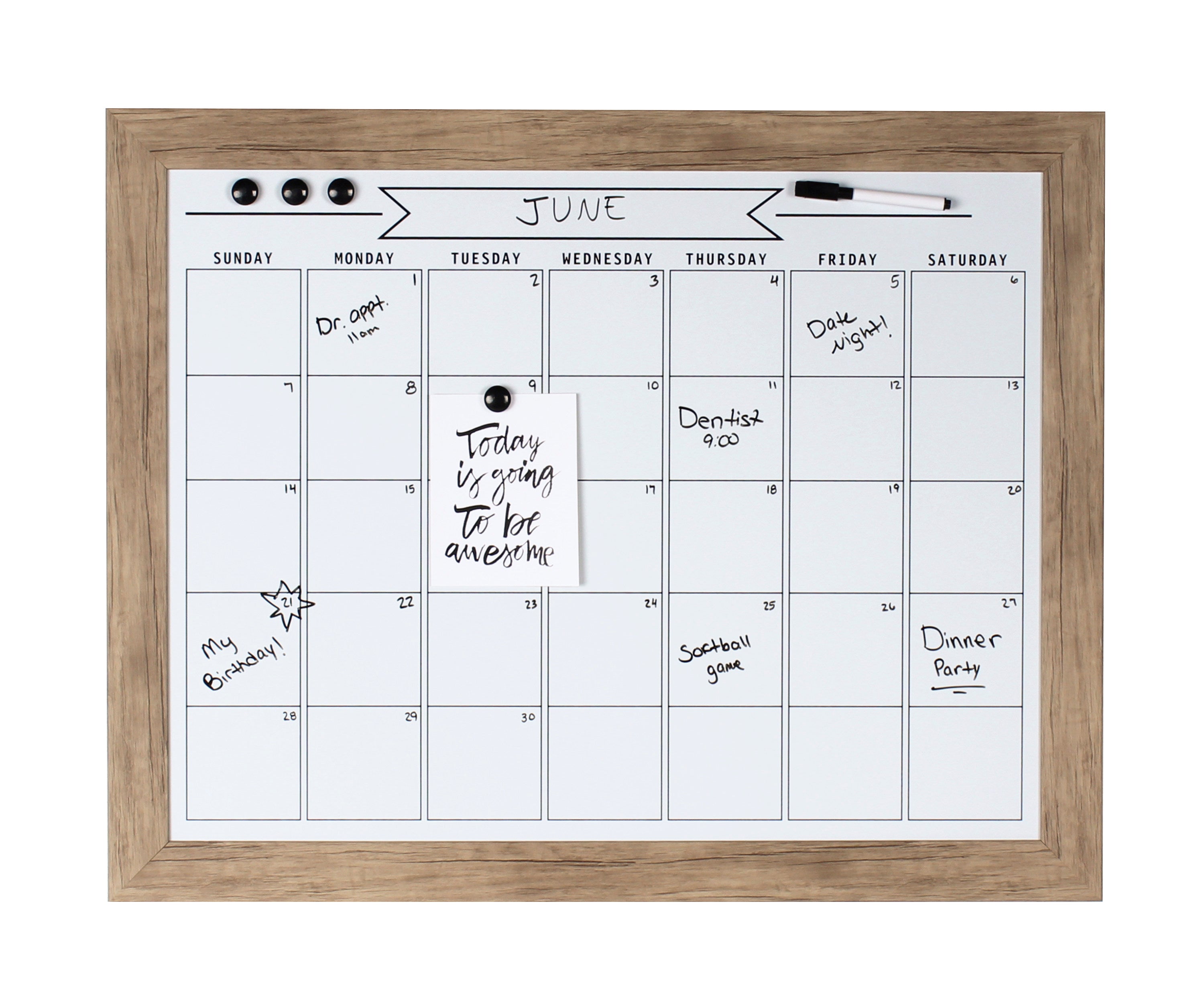 Beatrice Framed Magnetic Dry Erase Monthly Calendar