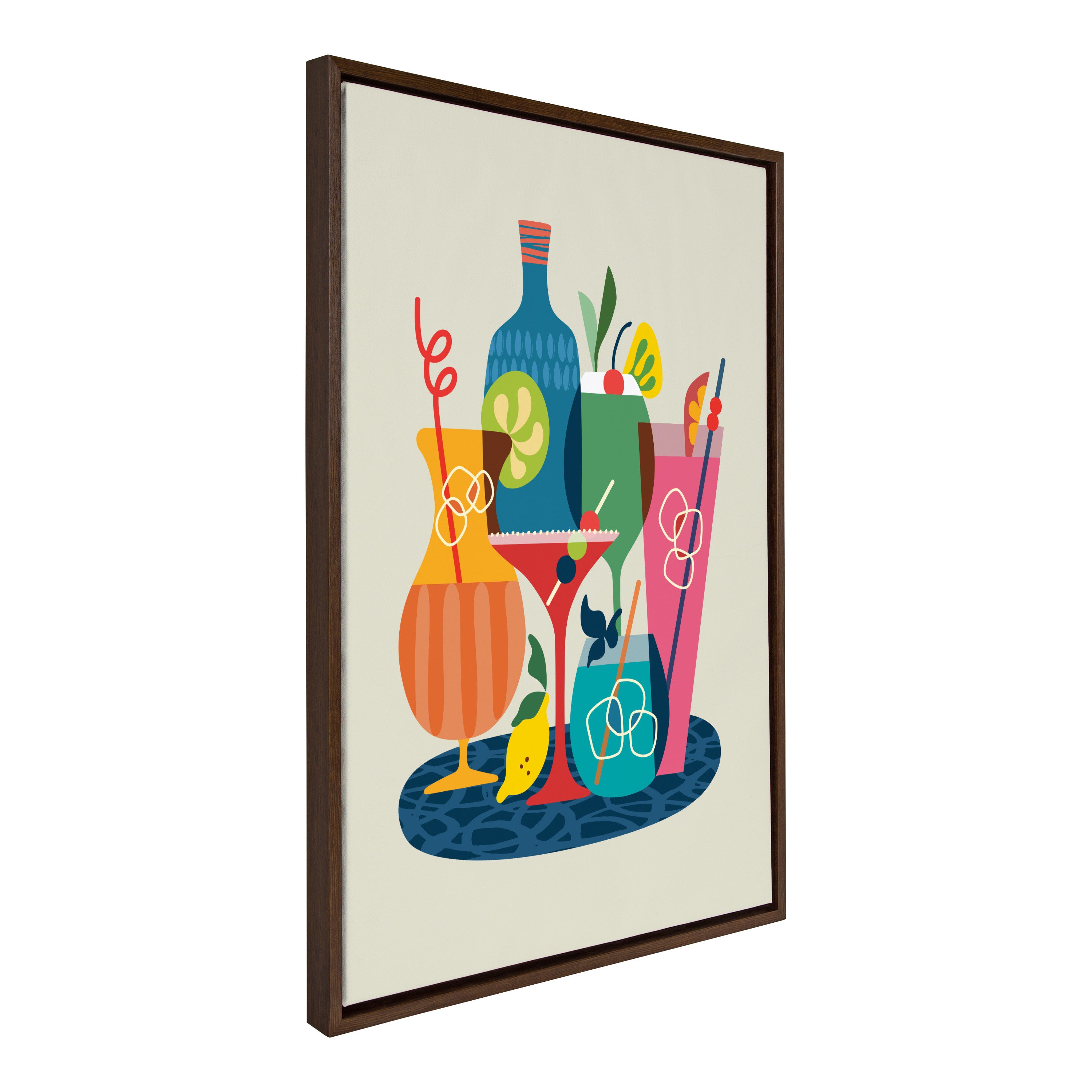 Sylvie Mid Century Modern Cocktails Framed Canvas by Rachel Lee of My Dream Wall