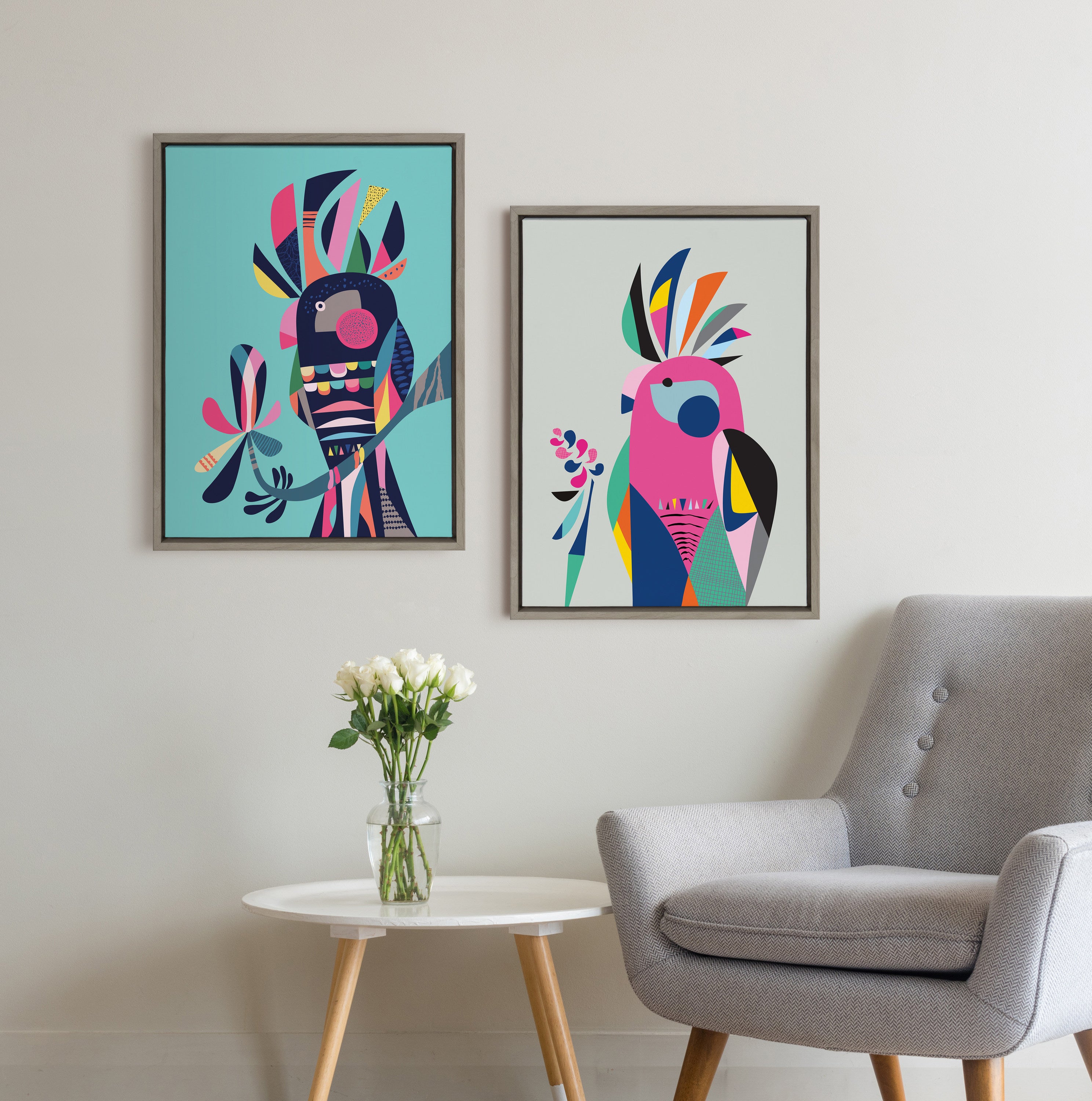Sylvie Cockatoo Framed Canvas by Rachel Lee of My Dream Wall
