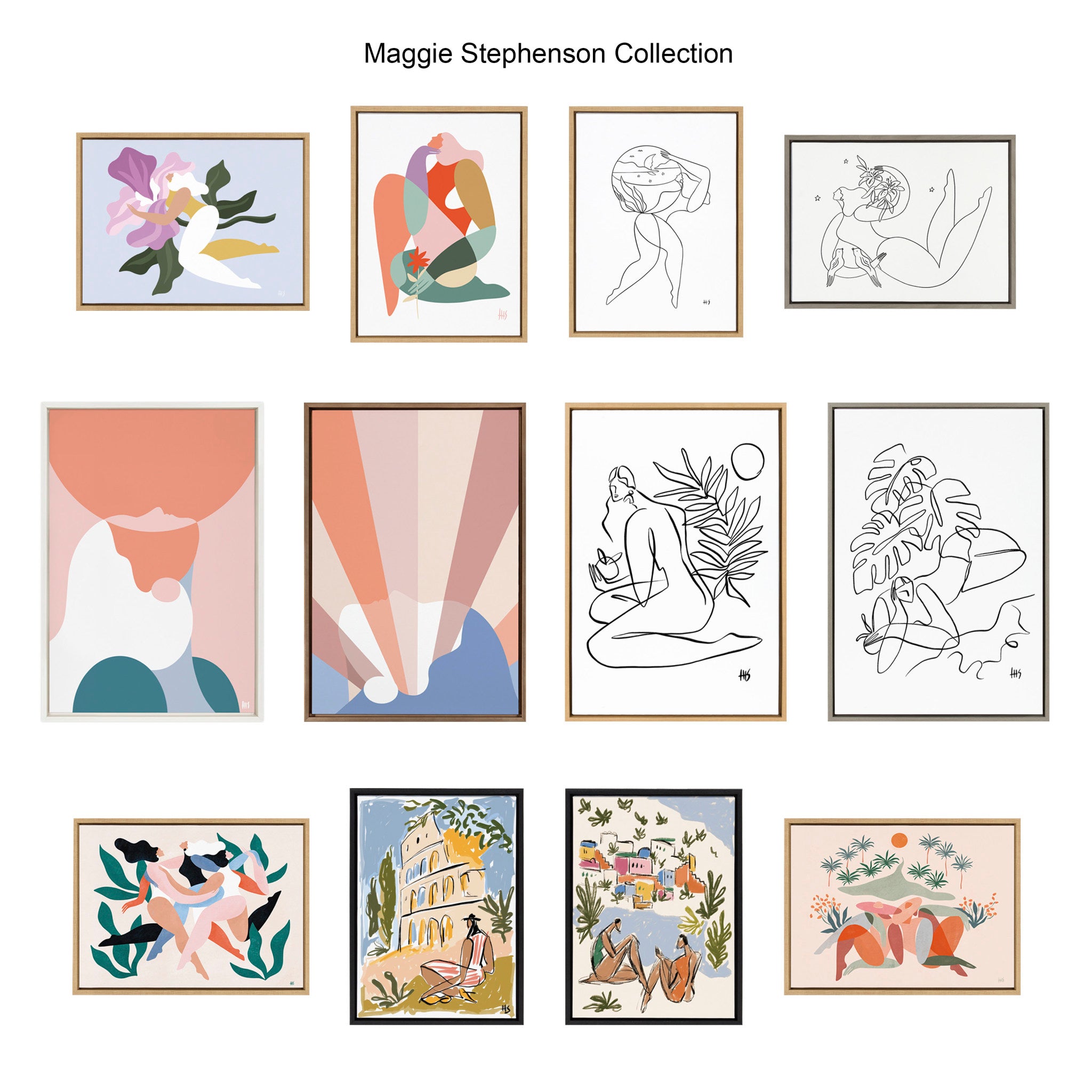 Sylvie Summer Lines 8 Framed Canvas by Maggie Stephenson