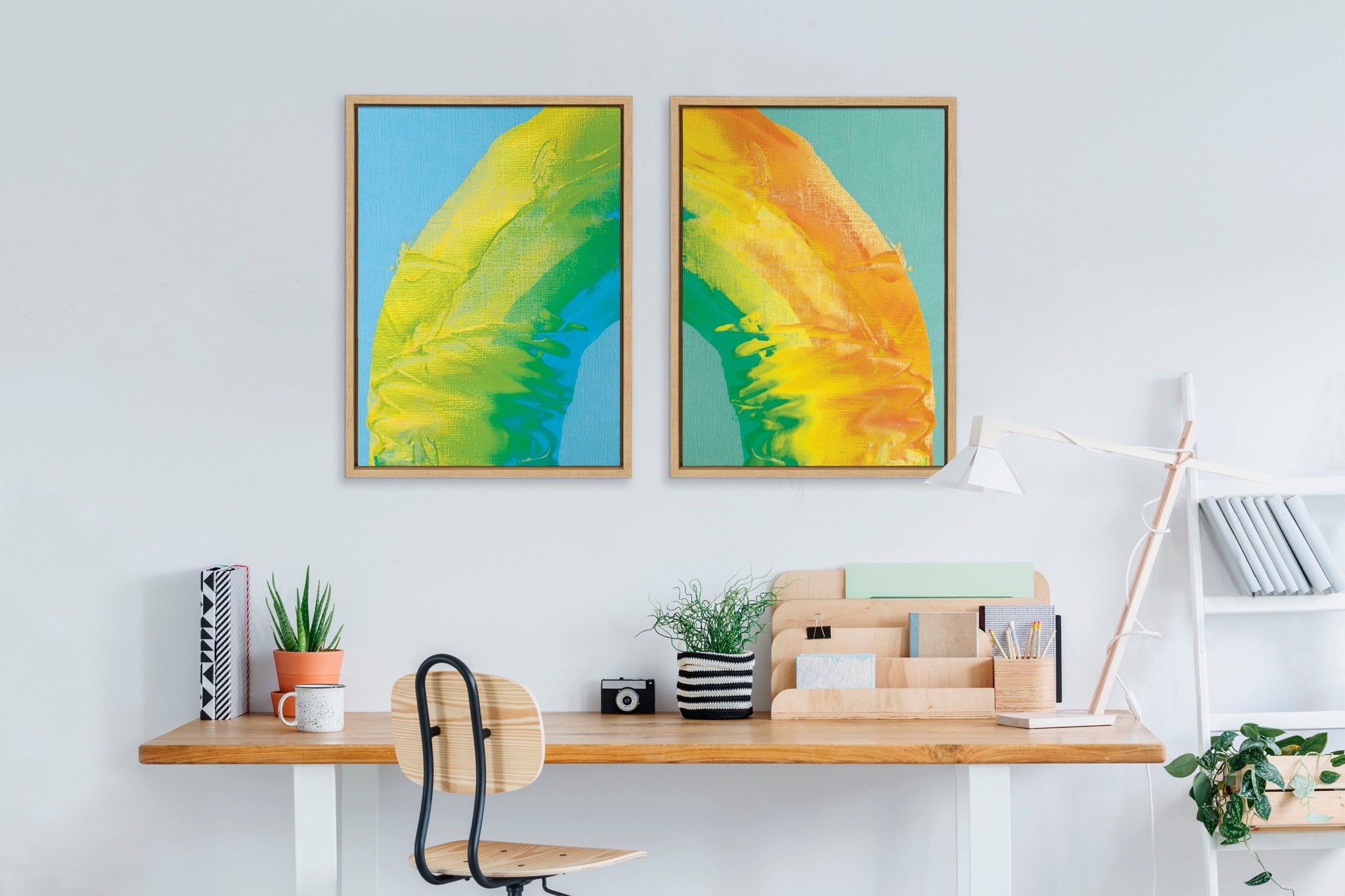 Sylvie MP Rainbow Sorbet 1 and 2 Framed Canvas Set by Mentoring Positives