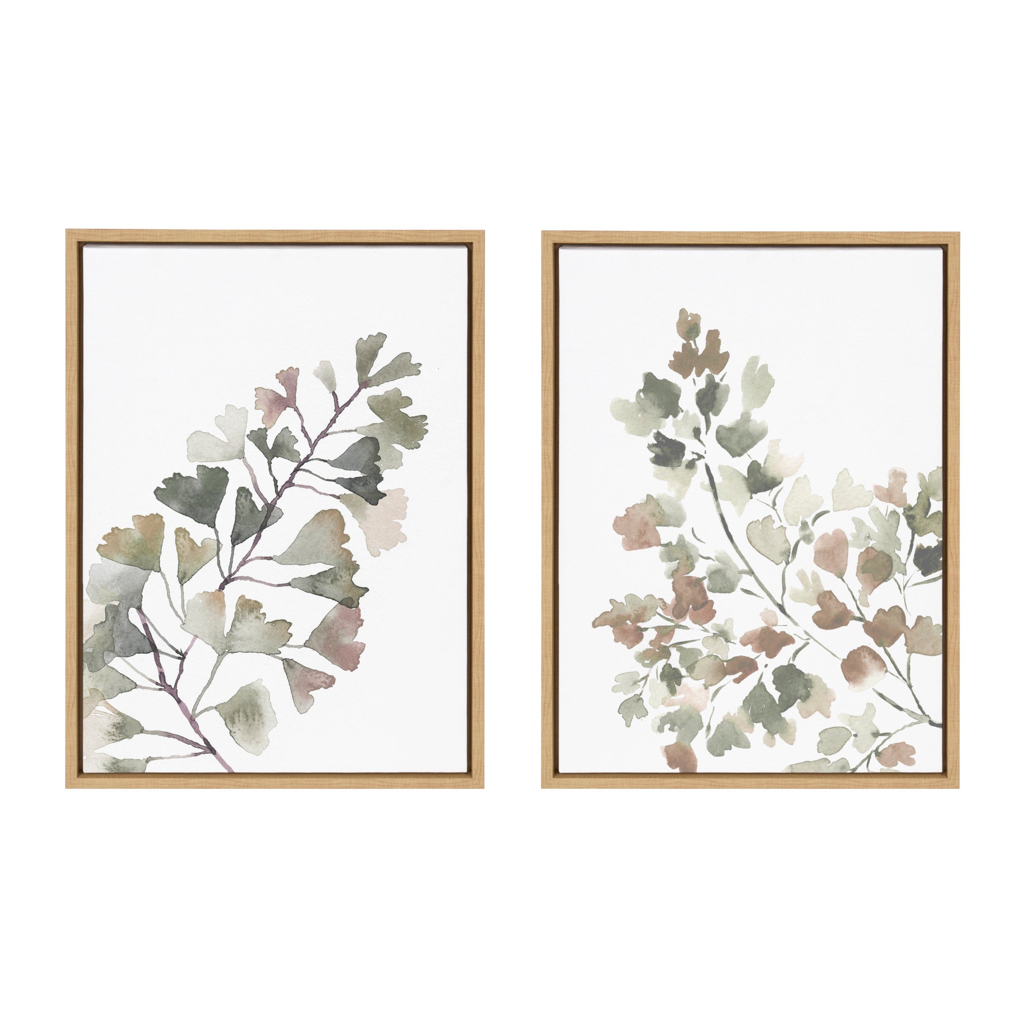 Sylvie Botanical Soft Splitfern and Botanical Soft Maiden Framed Canvas by Sara Berrenson
