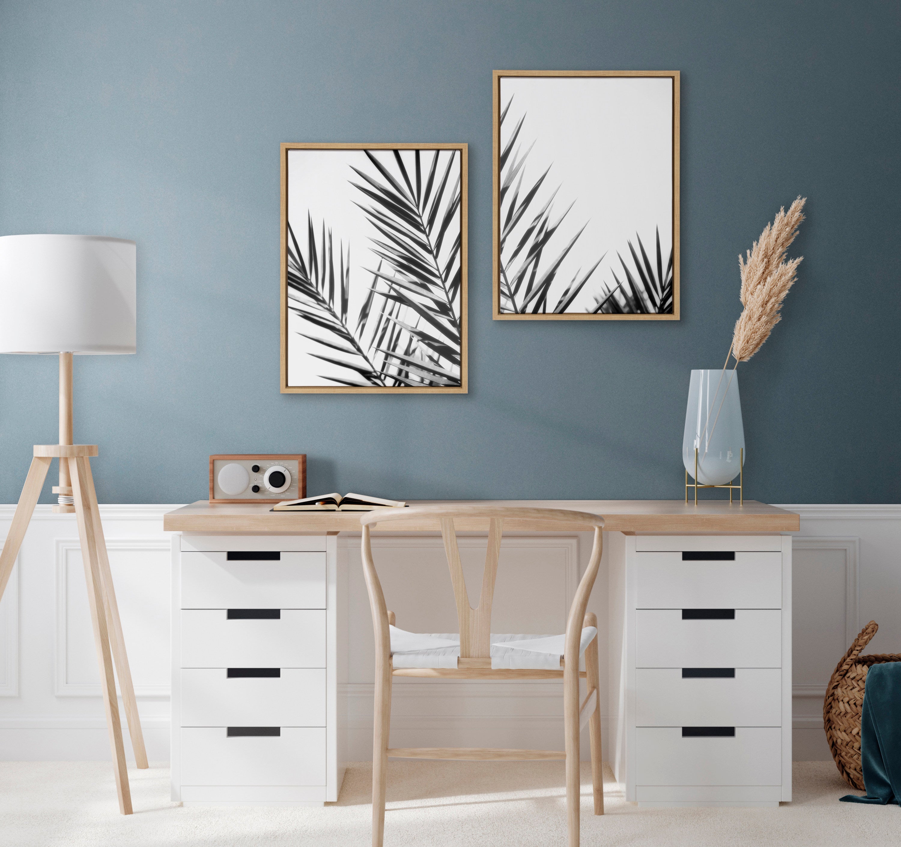 Sylvie Palm I and II BW Framed Canvas by Amy Lighthall