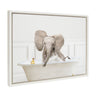 Sylvie Baby Elephant No4 In Bubble Bath Neutral Style Framed Canvas by Amy Peterson Art Studio