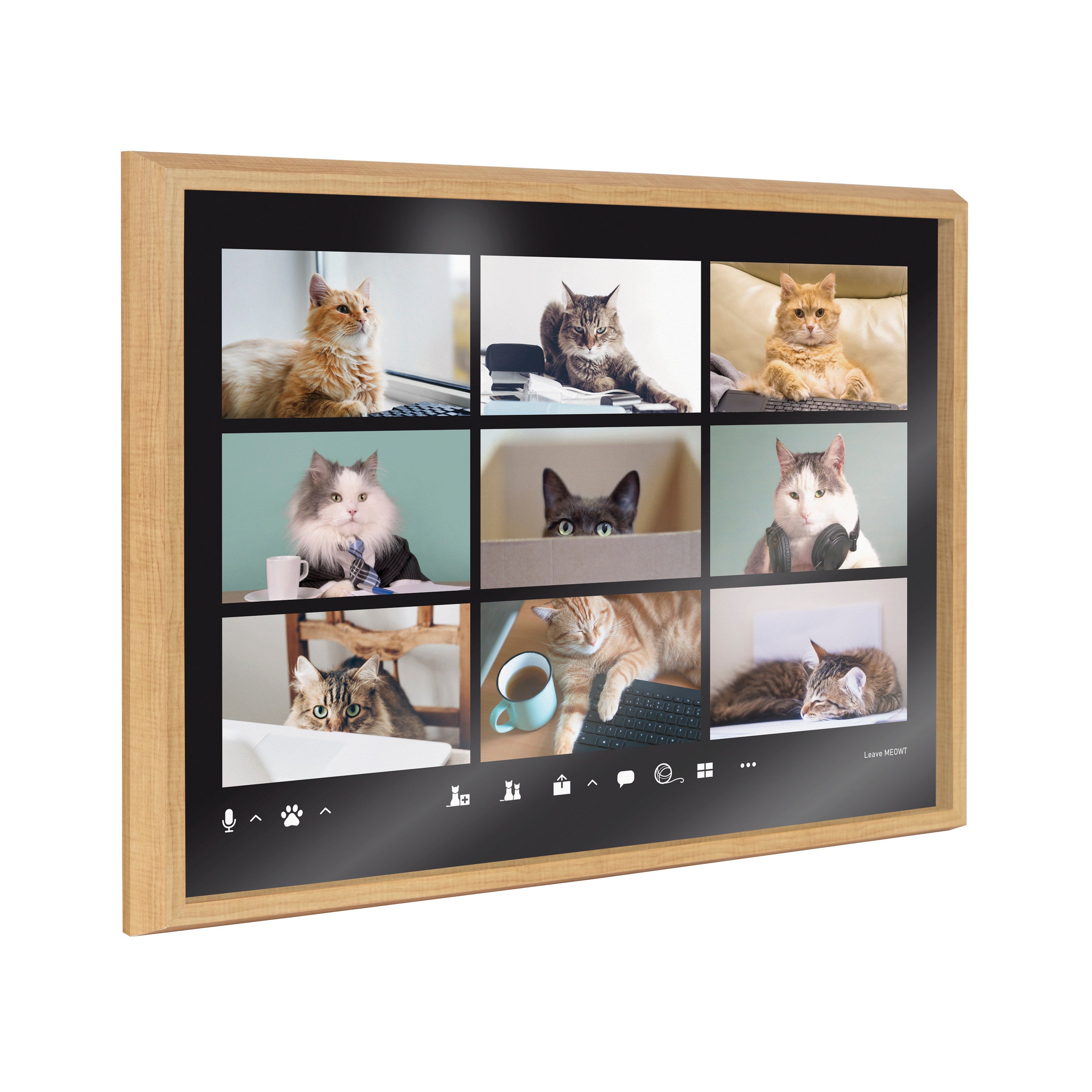 Blake Video Chat Cats Framed Printed Glass by The Creative Bunch Studio