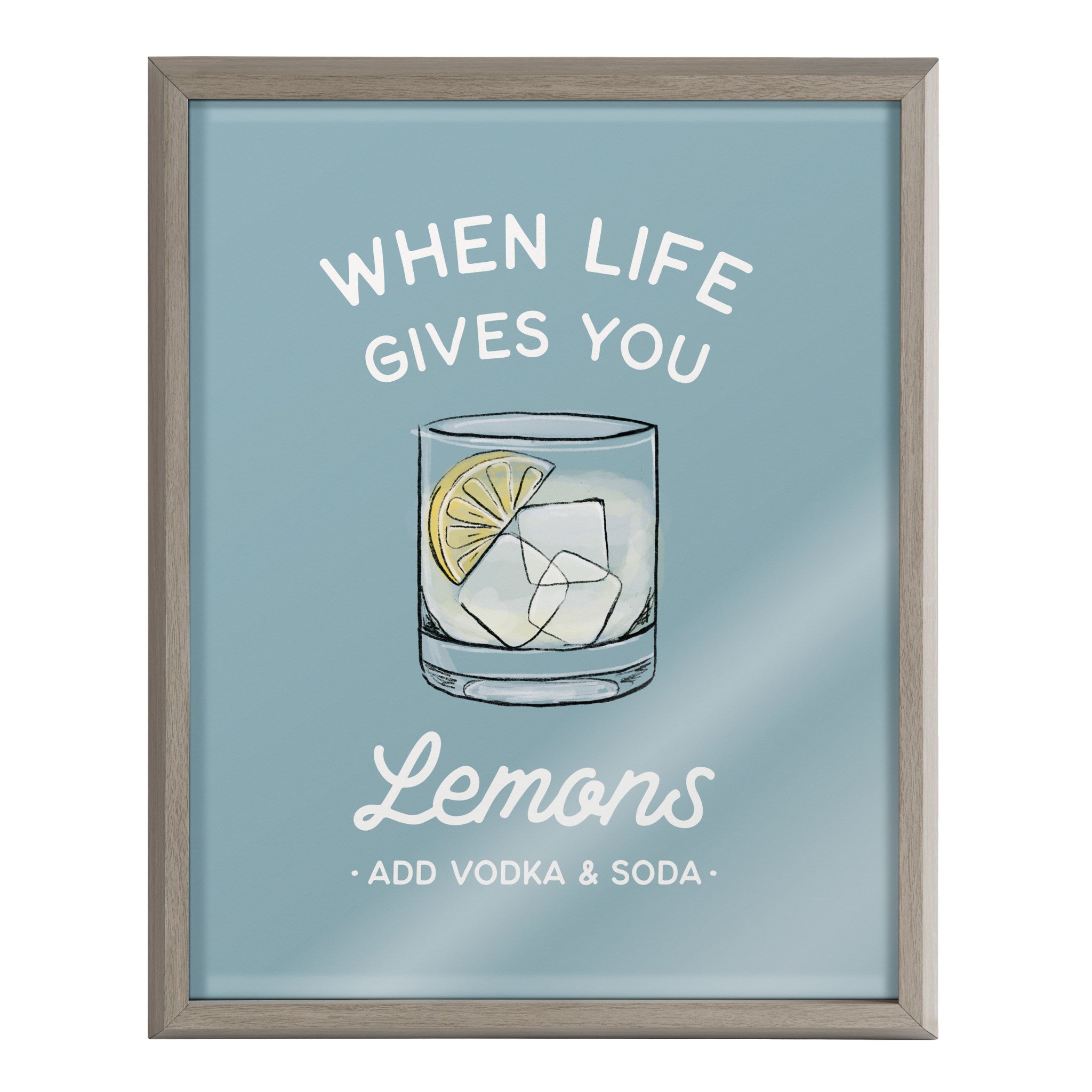 Blake When Life Gives You Lemons Blue Framed Printed Glass by The Creative Bunch Studio