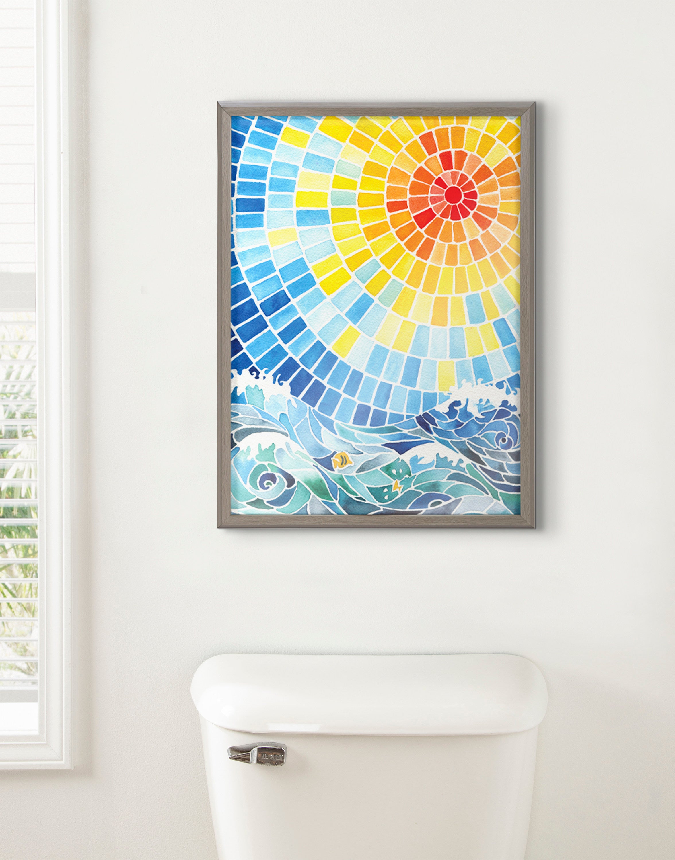 Blake Under the Hawaiian Sun Framed Printed Glass by Janet Meinke-Lau