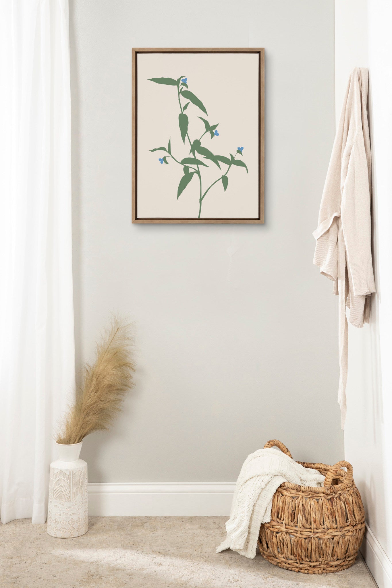 Sylvie Delicate Illustrated Blue Wildflowers Framed Canvas by The Creative Bunch Studio