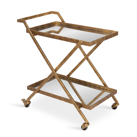 Tarrant 2 Mirrored Tray Shelf Bar Cart