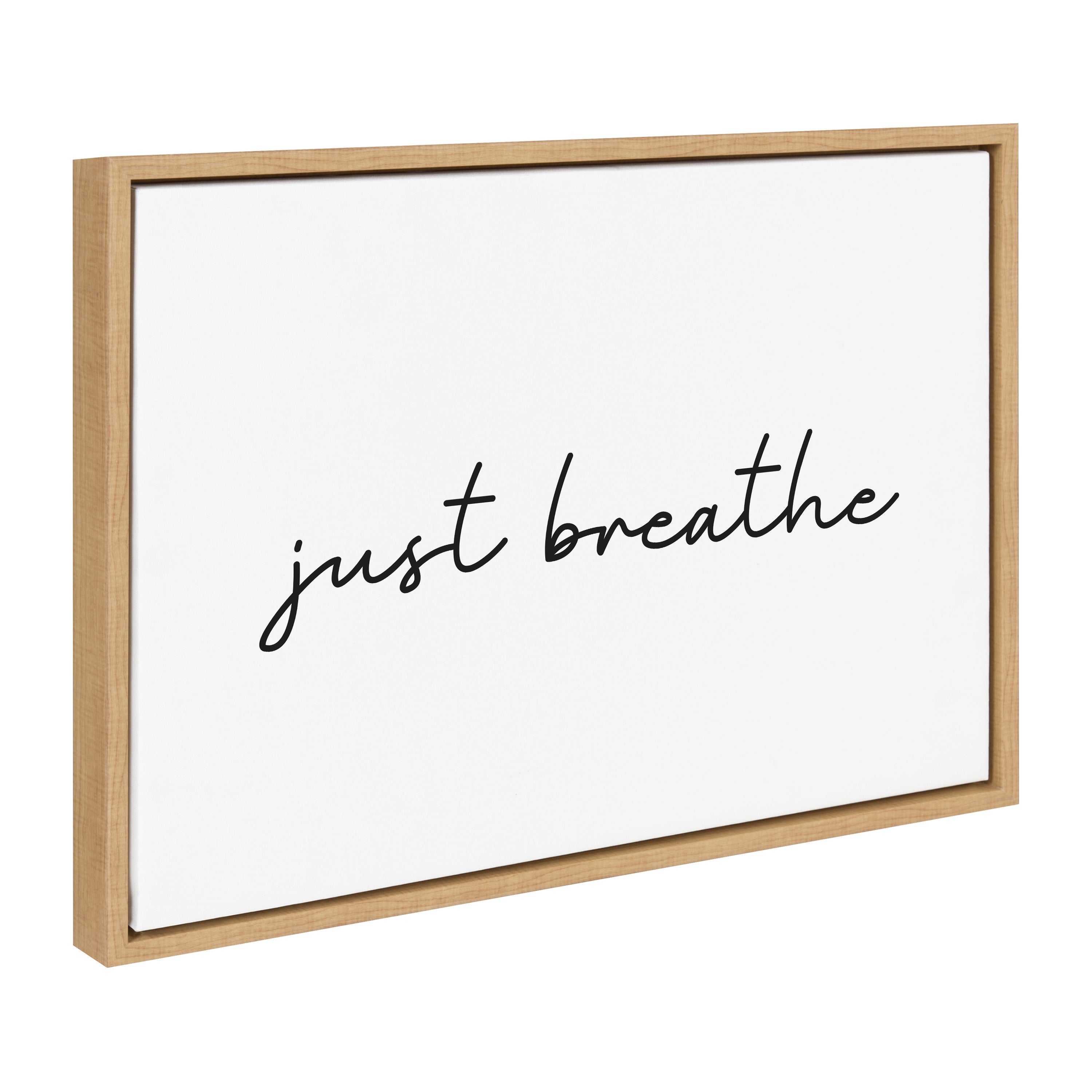 Sylvie Just Breathe Horizontal BW Framed Canvas by The Creative Bunch Studio