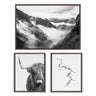 Sylvie BW Highland Cow No. 1 , Mountains, and Inca Trail Black and White Framed Canvas by Various Artists