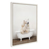 Sylvie Mother and Baby Polar Bear in Rustic Bath Framed Canvas by Amy Peterson Art Studio
