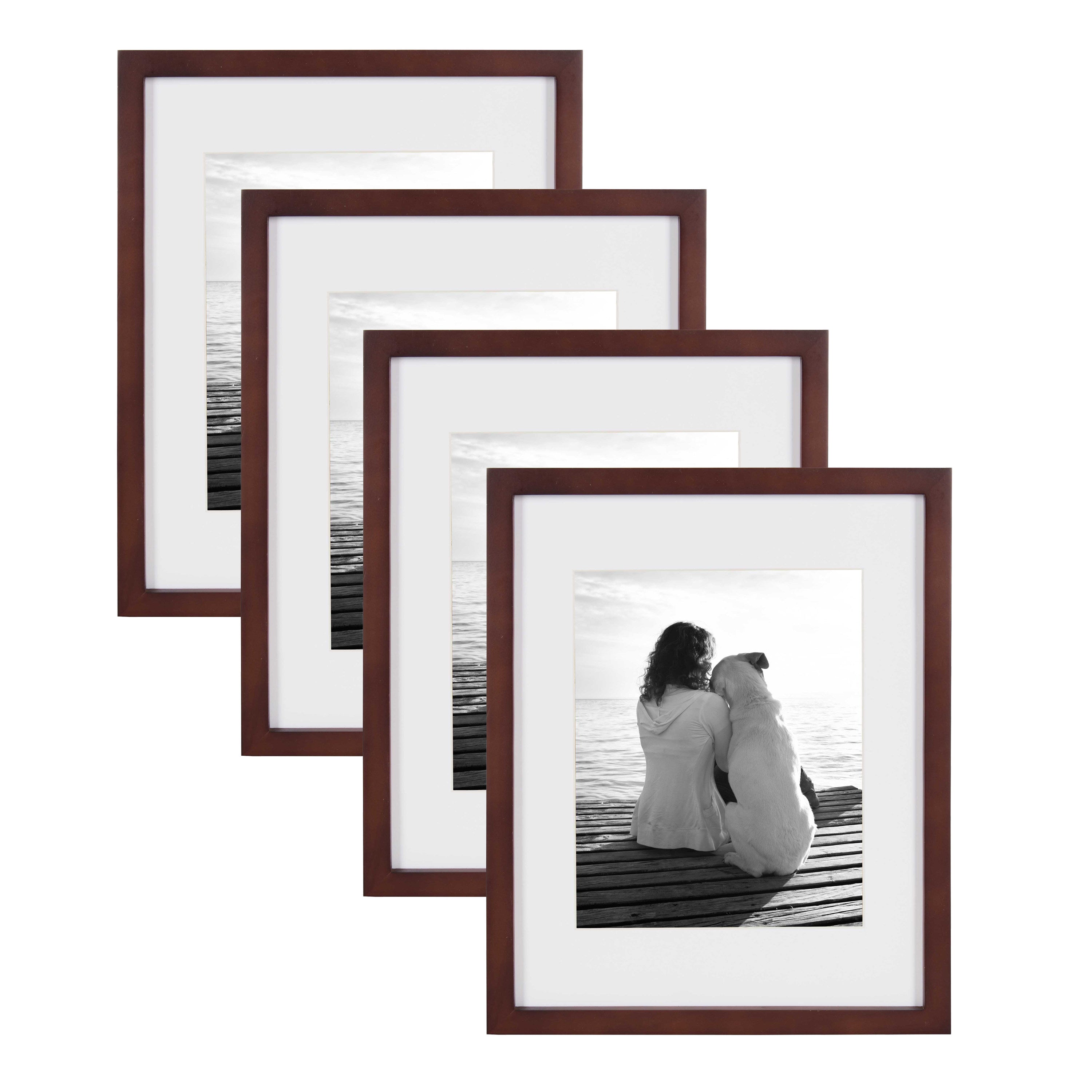 DesignOvation Gallery Picture Frame Set, Set of 4, 11 x 14 Matted to 8 x  10, Gray, Decorative Farmhouse Set of Robust Solid Wood Picture Frames for  Wall Decor – kateandlaurel